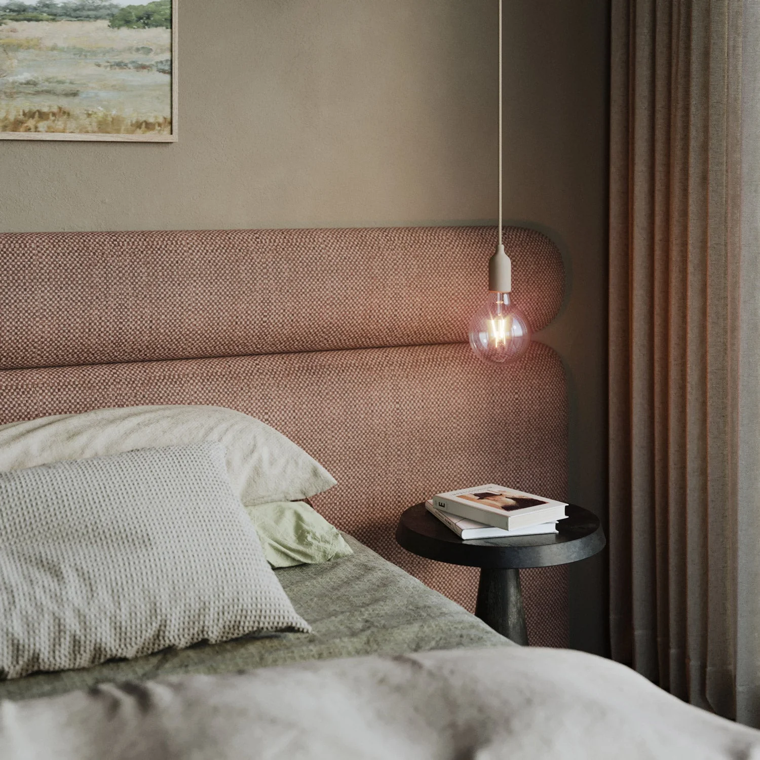 Lampada a sospensione colorata in silicone con cavo tessile - Desert Brown - Image 2
