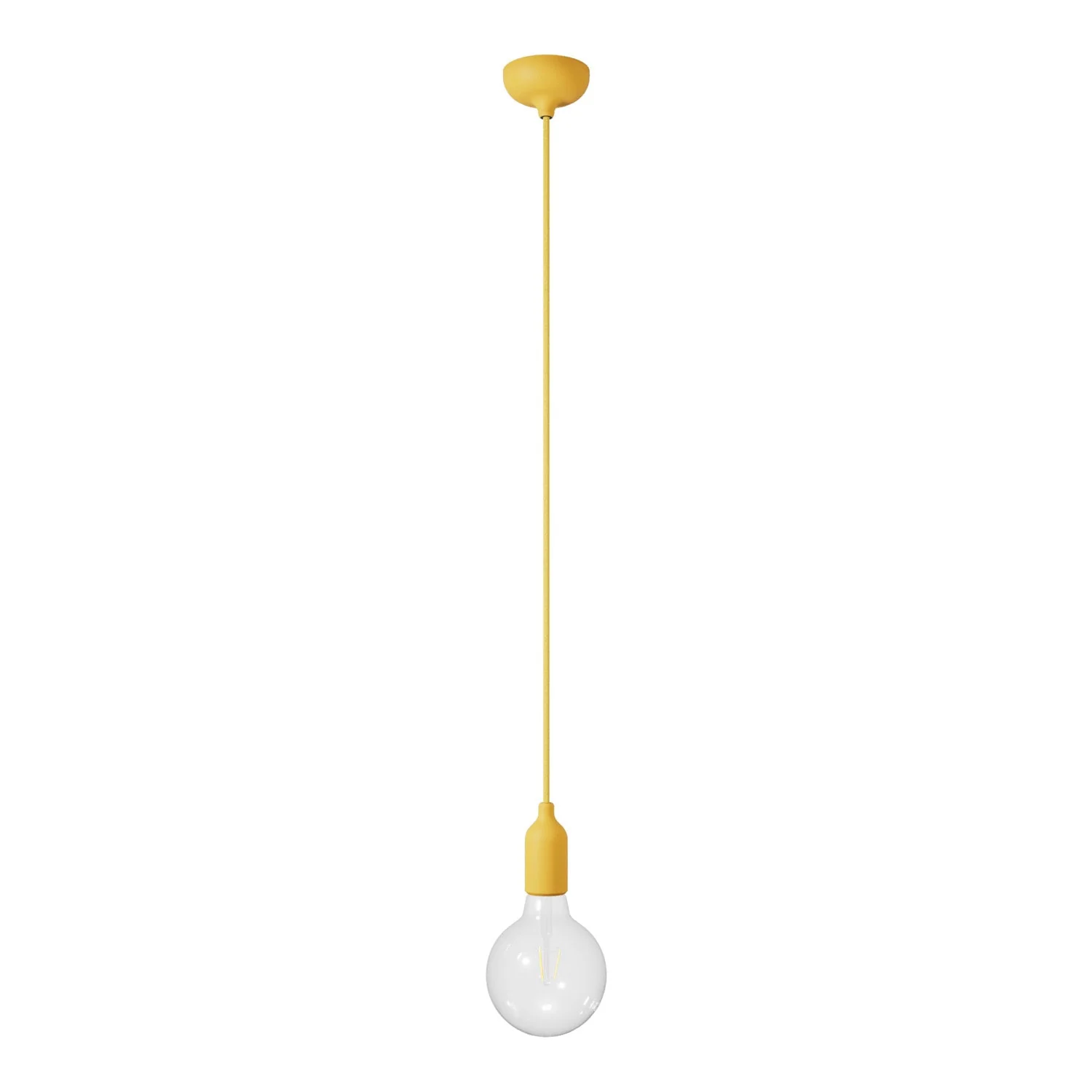 Lampada a sospensione colorata in silicone con cavo tessile - Giallo