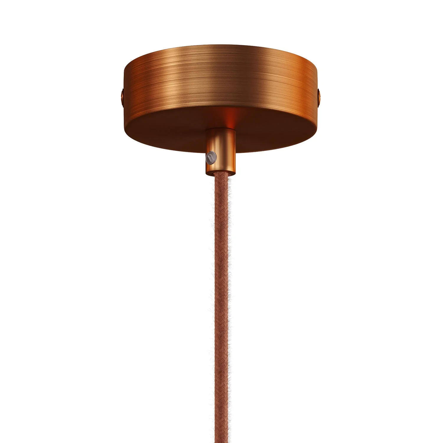 Lampada a sospensione completa di cavo tessile e doppio paralume Tub-E14 in legno e metallo - Rame satinato - Image 2