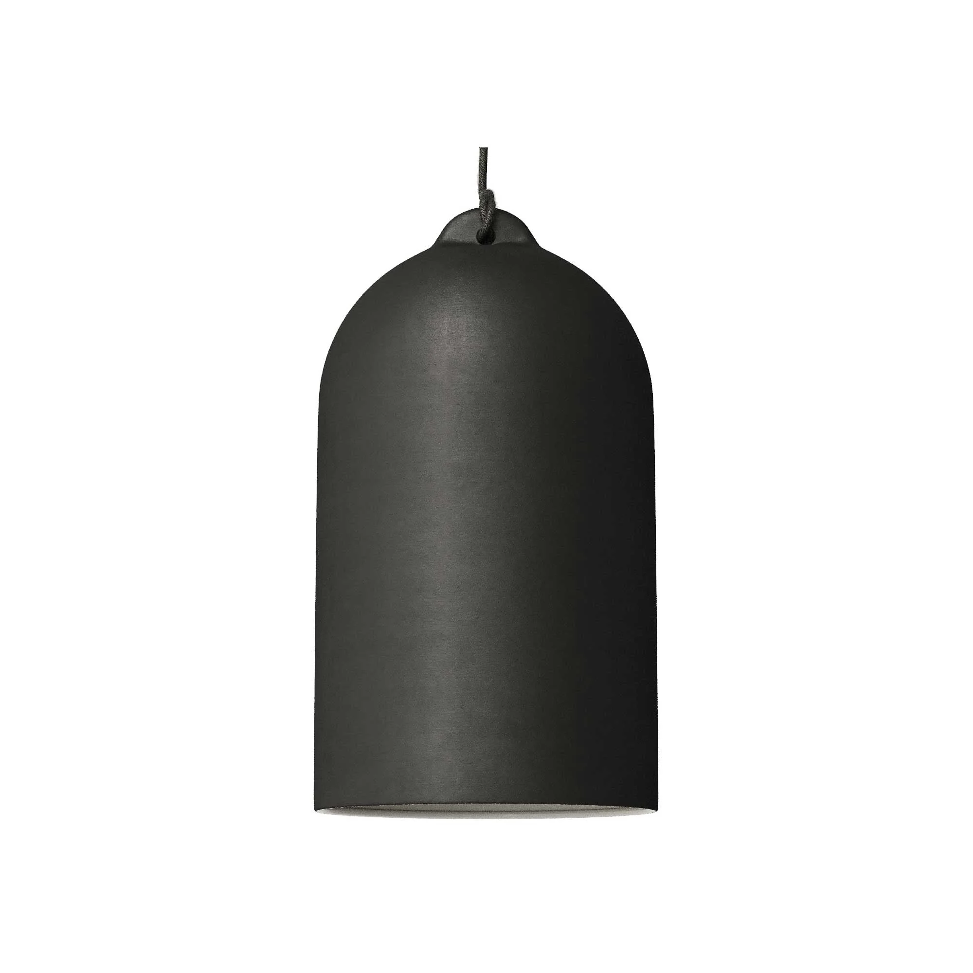 Lampada a sospensione completa di cavo tessile e paralume Campana XL in ceramica - Lavagna