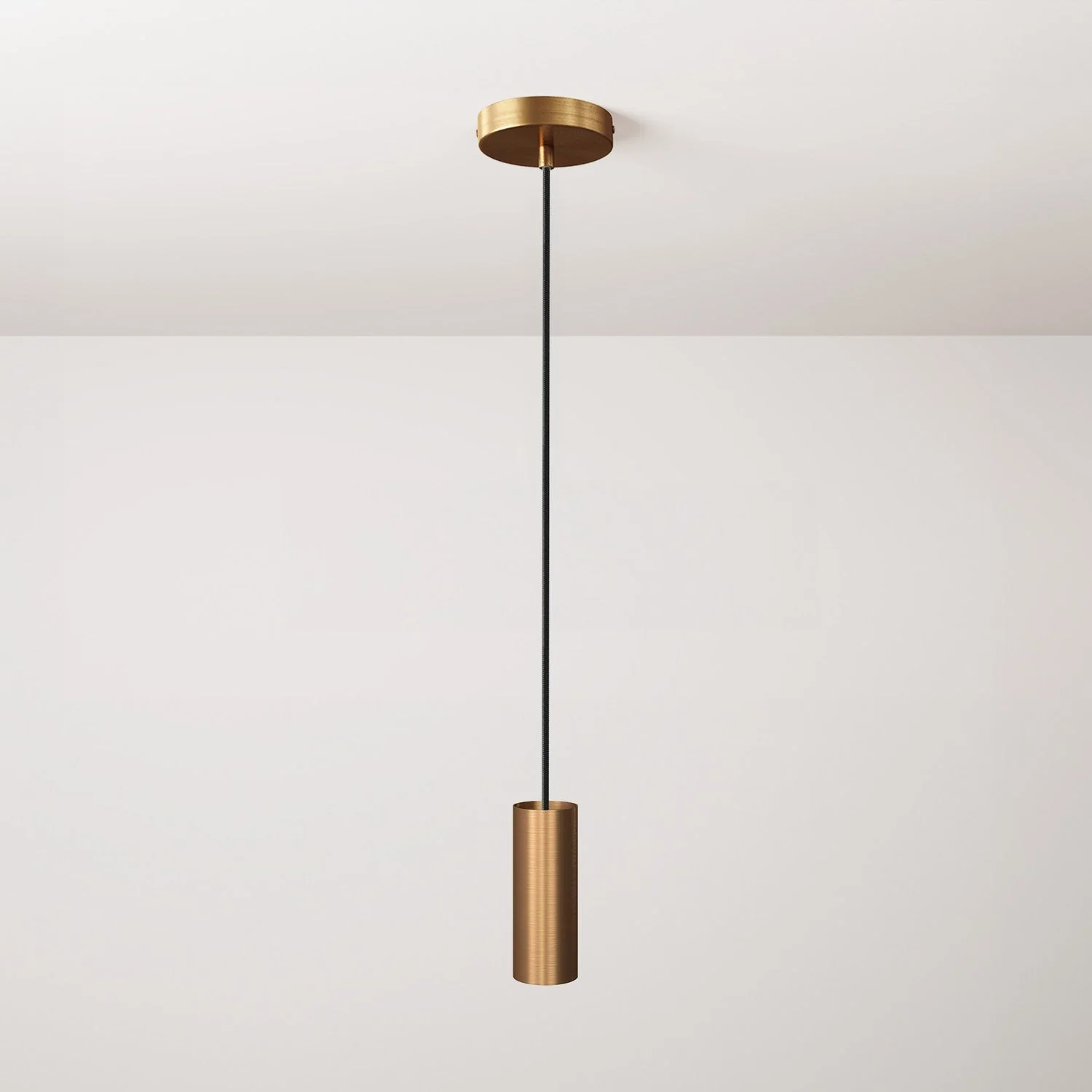 Lampada a sospensione completa di cavo tessile, paralume Tub-E14 e finiture in metallo - Bronzo satinato