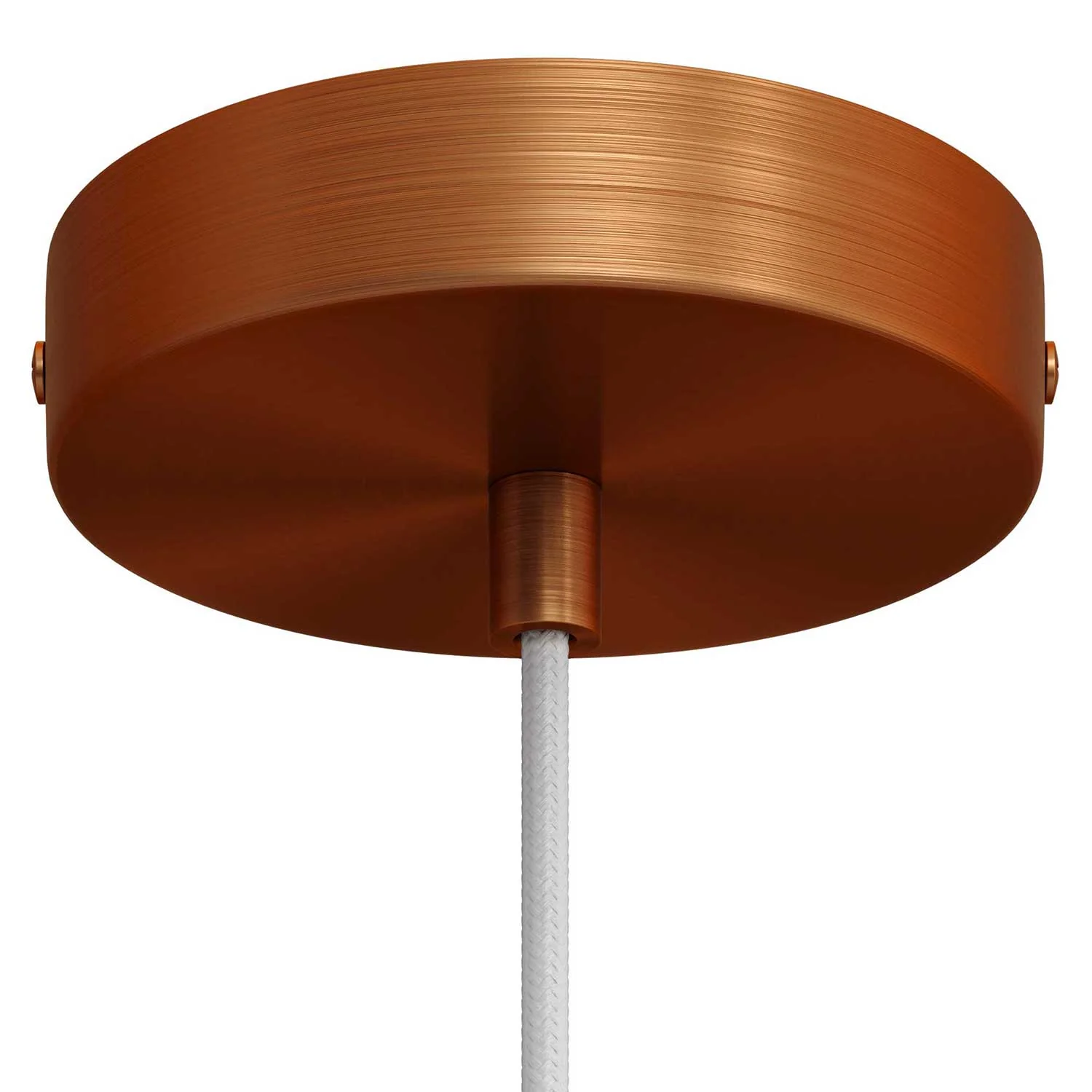 Lampada a sospensione completa di cavo tessile, paralume Tub-E14 e finiture in metallo - Rame satinato - Image 2