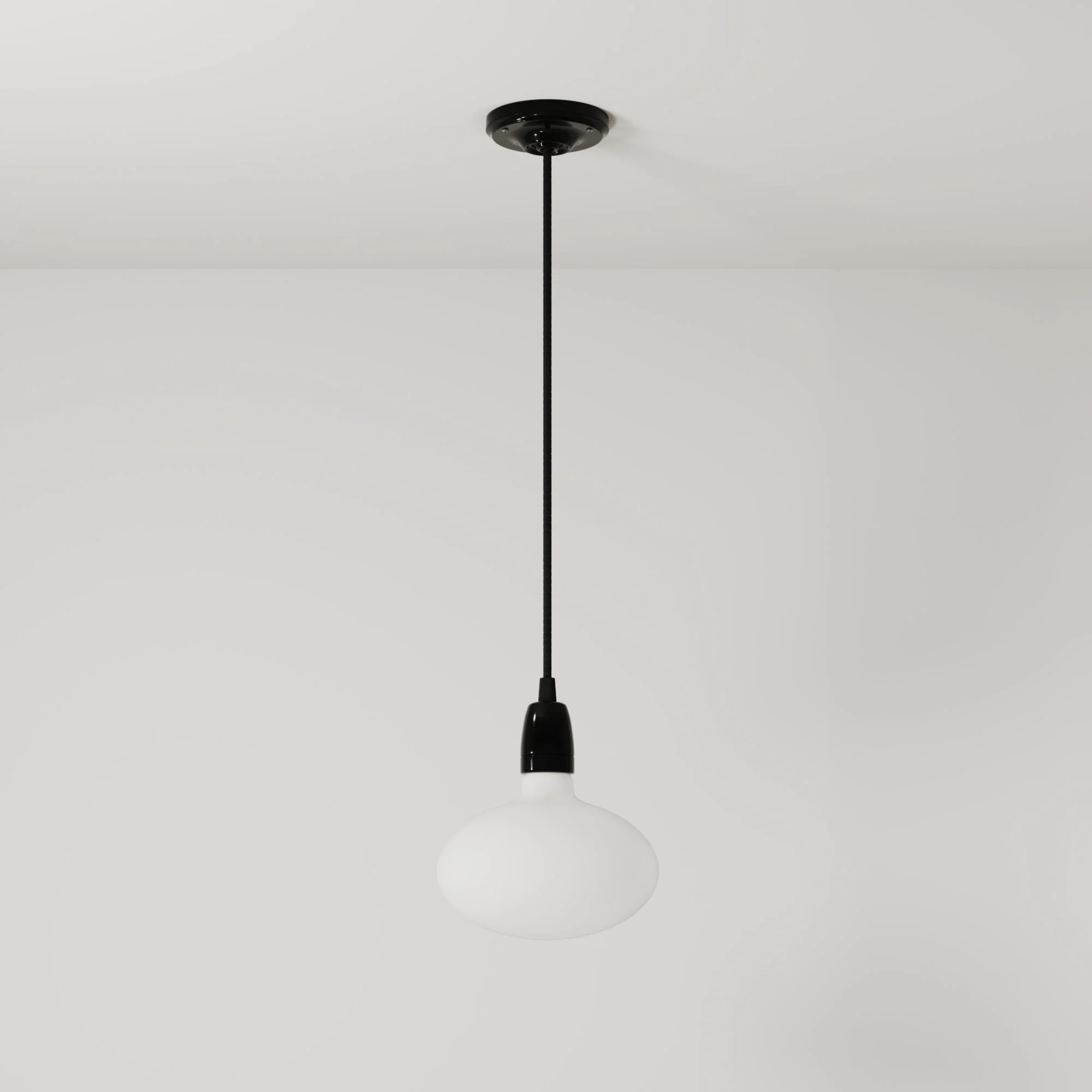 Lampada a sospensione con finitura in porcellana con lampadine LED Ellipse effetto porcellana - Nero - Image 3