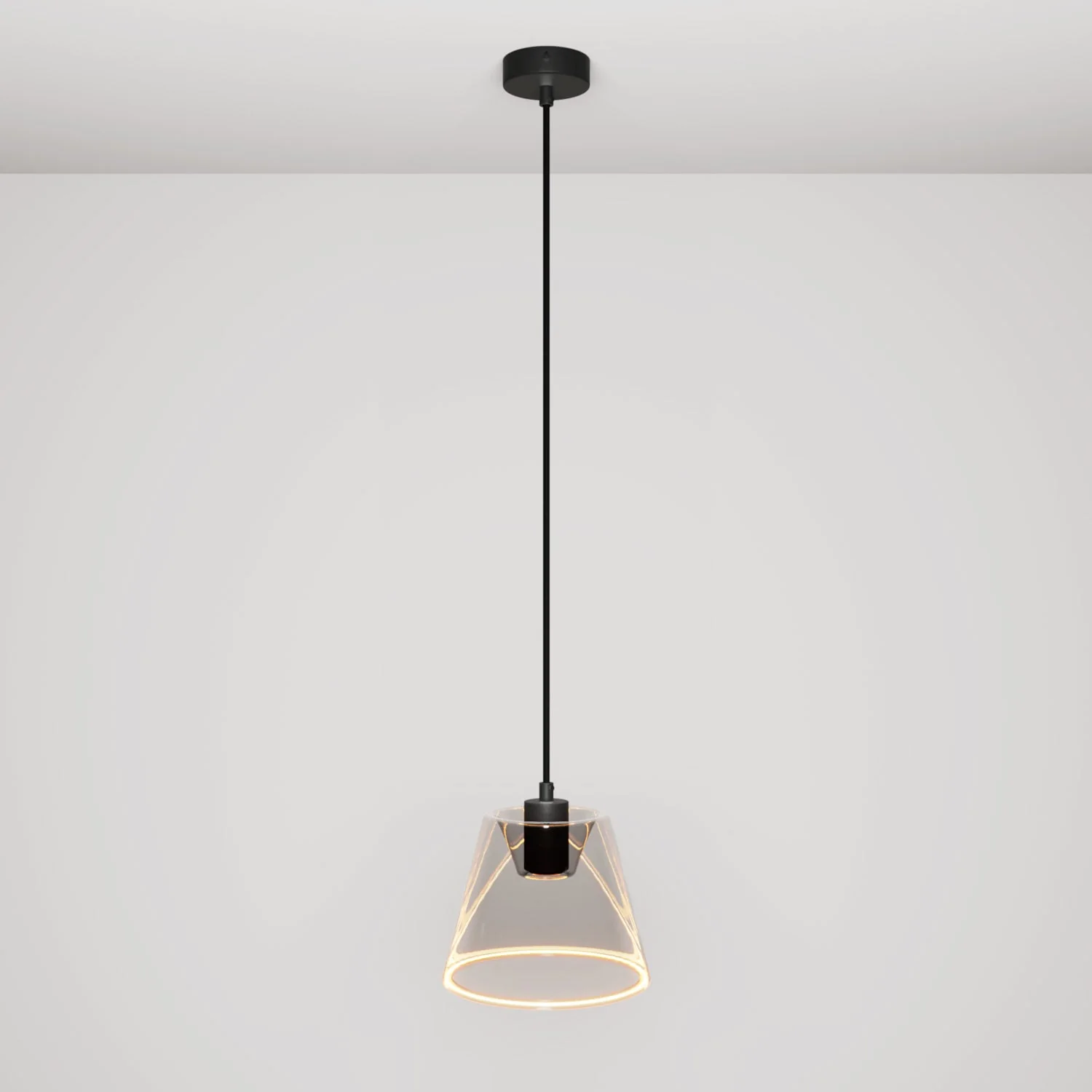 Lampada a sospensione con lampadina Ghost a cono smoky - Nero