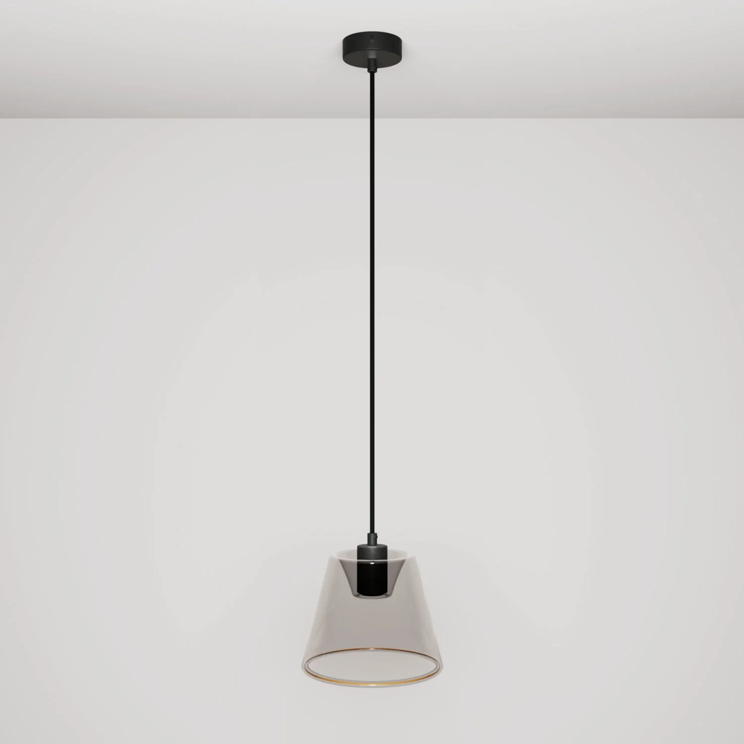 Lampada a sospensione con lampadina Ghost a cono smoky - Nero - Image 3
