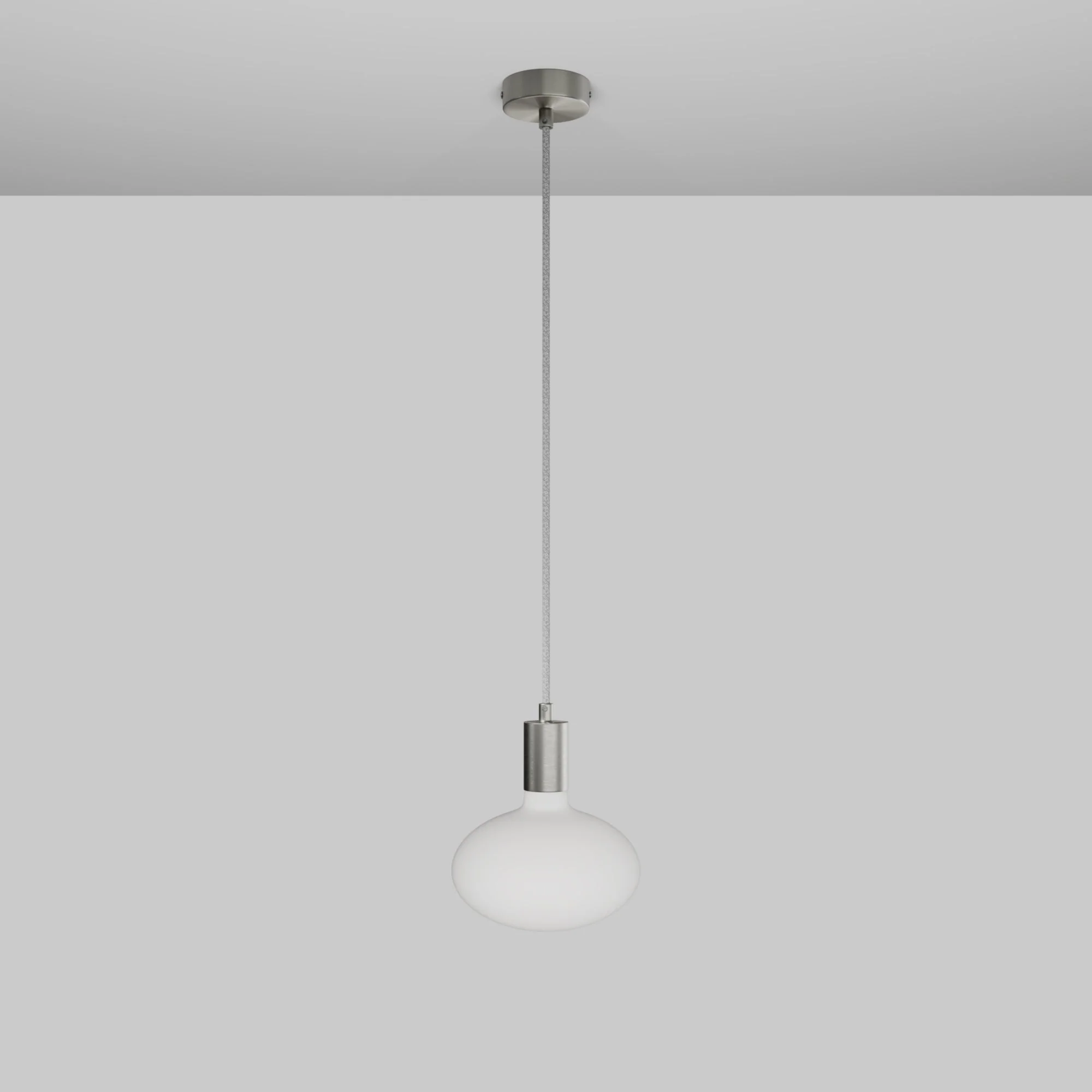 Lampada a sospensione con lampadina LED Ellipse effetto porcellana - Titanio satinato - Image 3