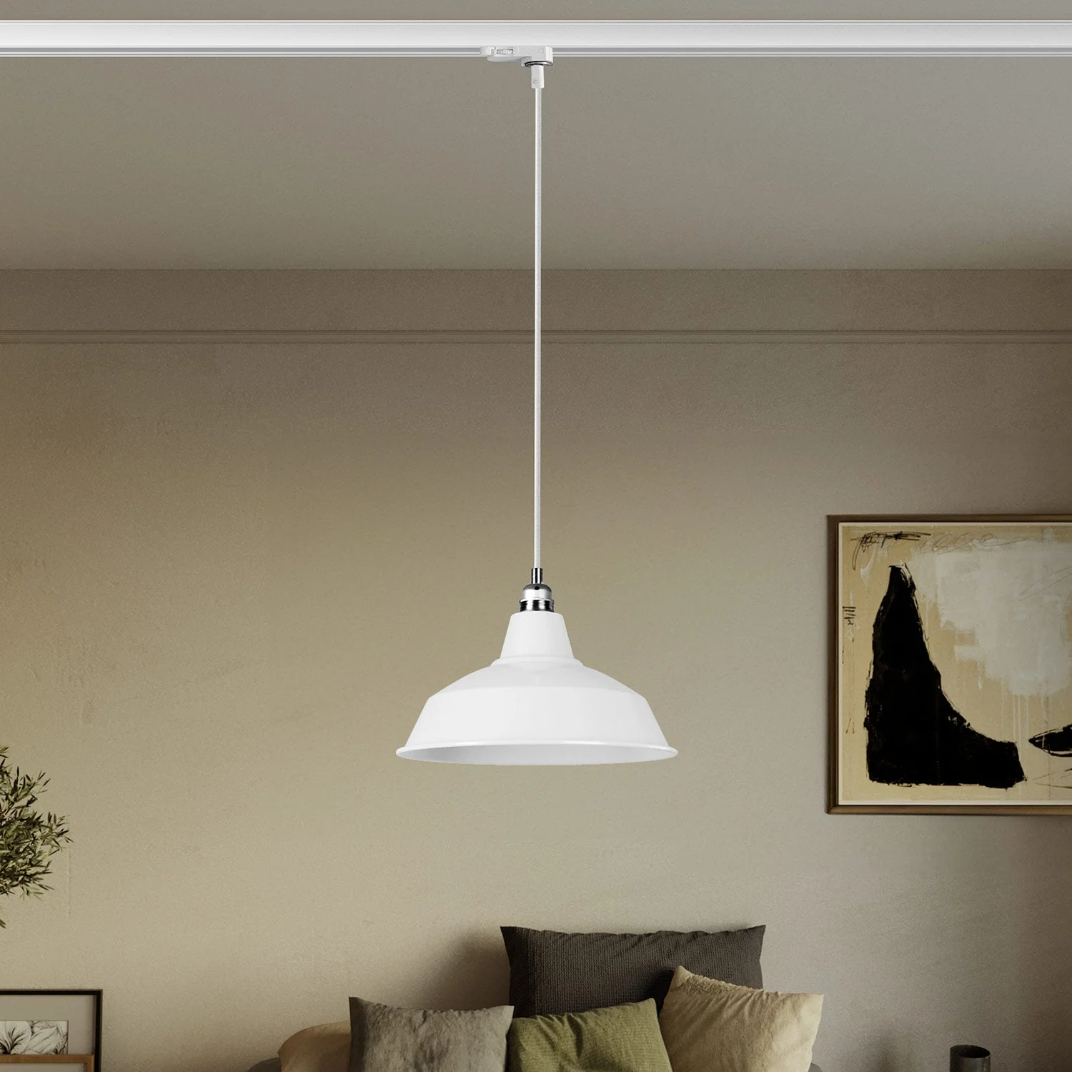 Lampada a sospensione con paralume Bistrot per binari - Bianco - Image 2