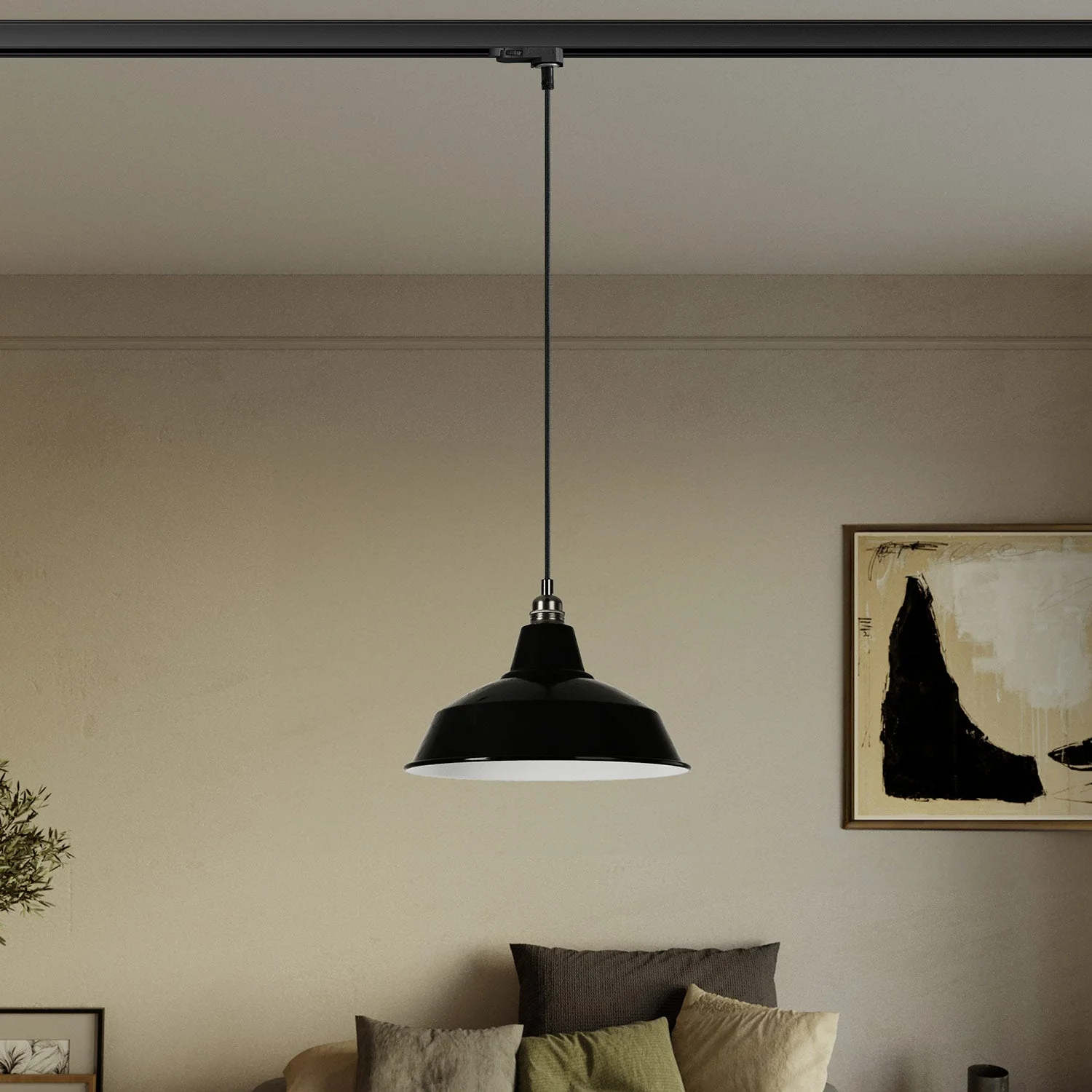 Lampada a sospensione con paralume Bistrot per binari - Nero - Image 2