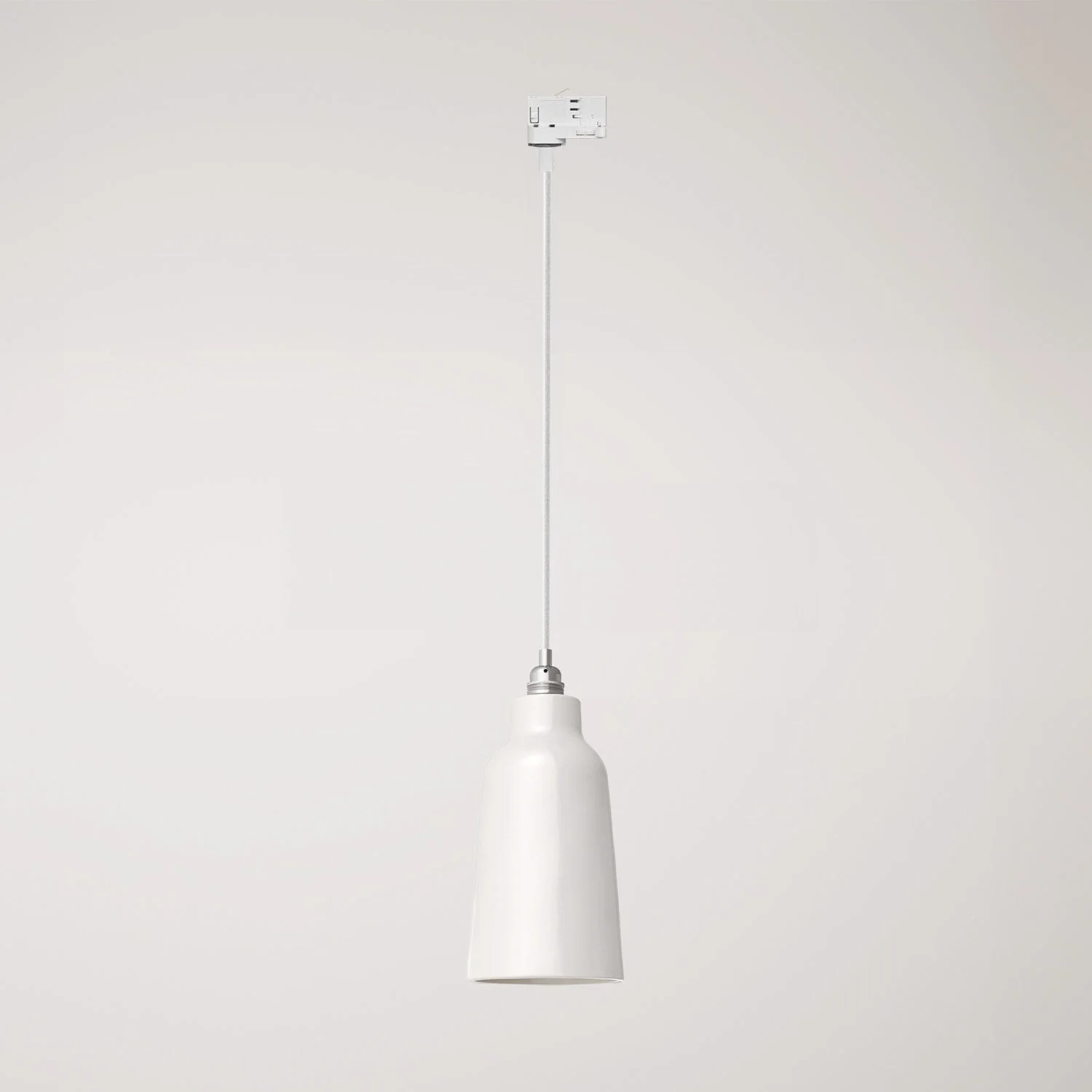 Lampada a sospensione con paralume Bottiglia e adattatore binari - Bianco lucido