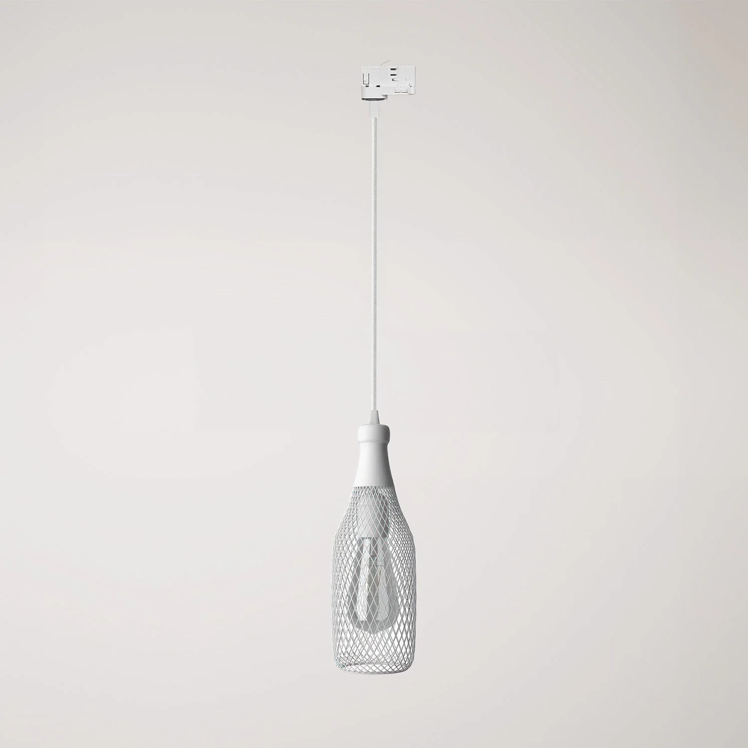Lampada a sospensione con paralume bottiglia Magnum per binari - Bianco