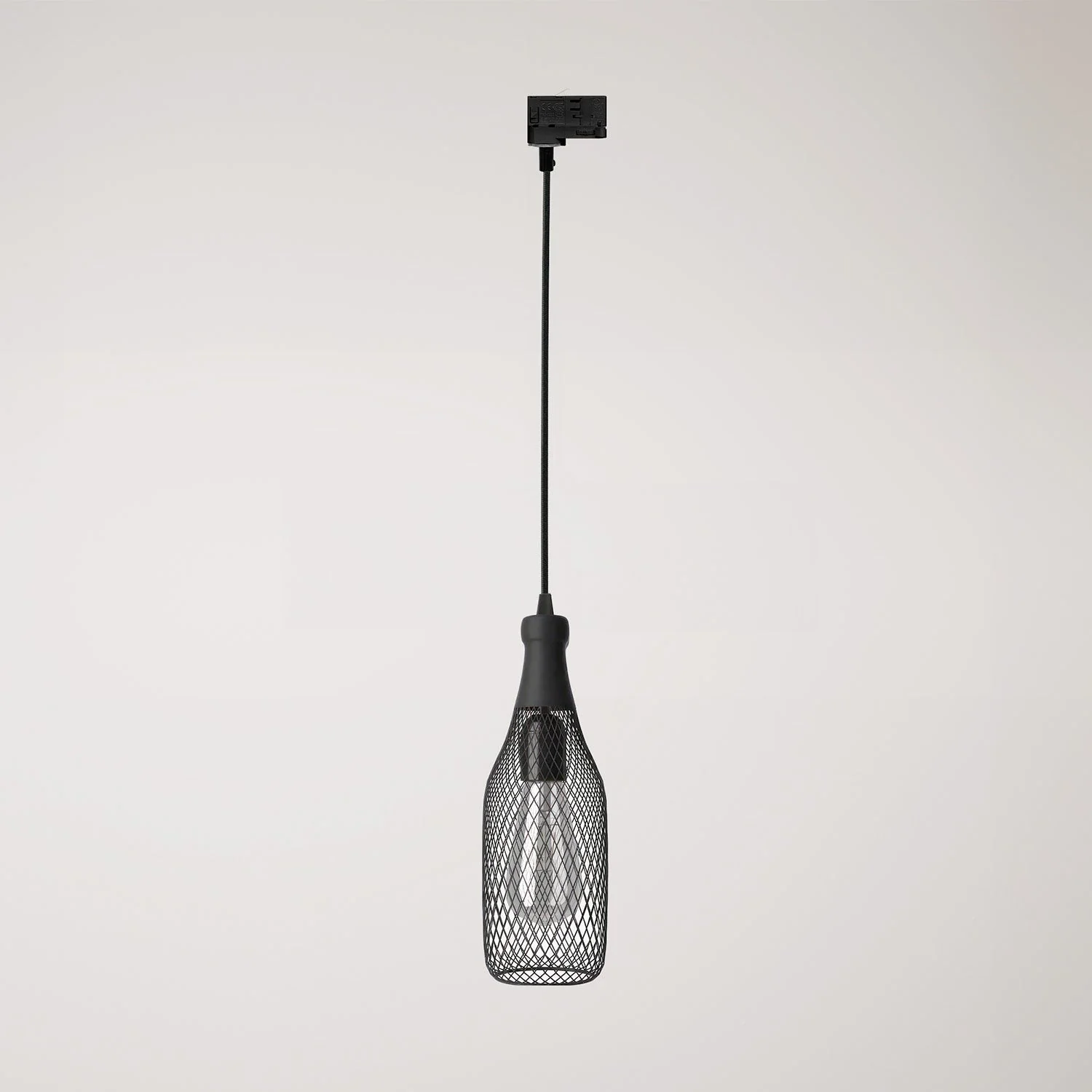 Lampada a sospensione con paralume bottiglia Magnum per binari - Nero