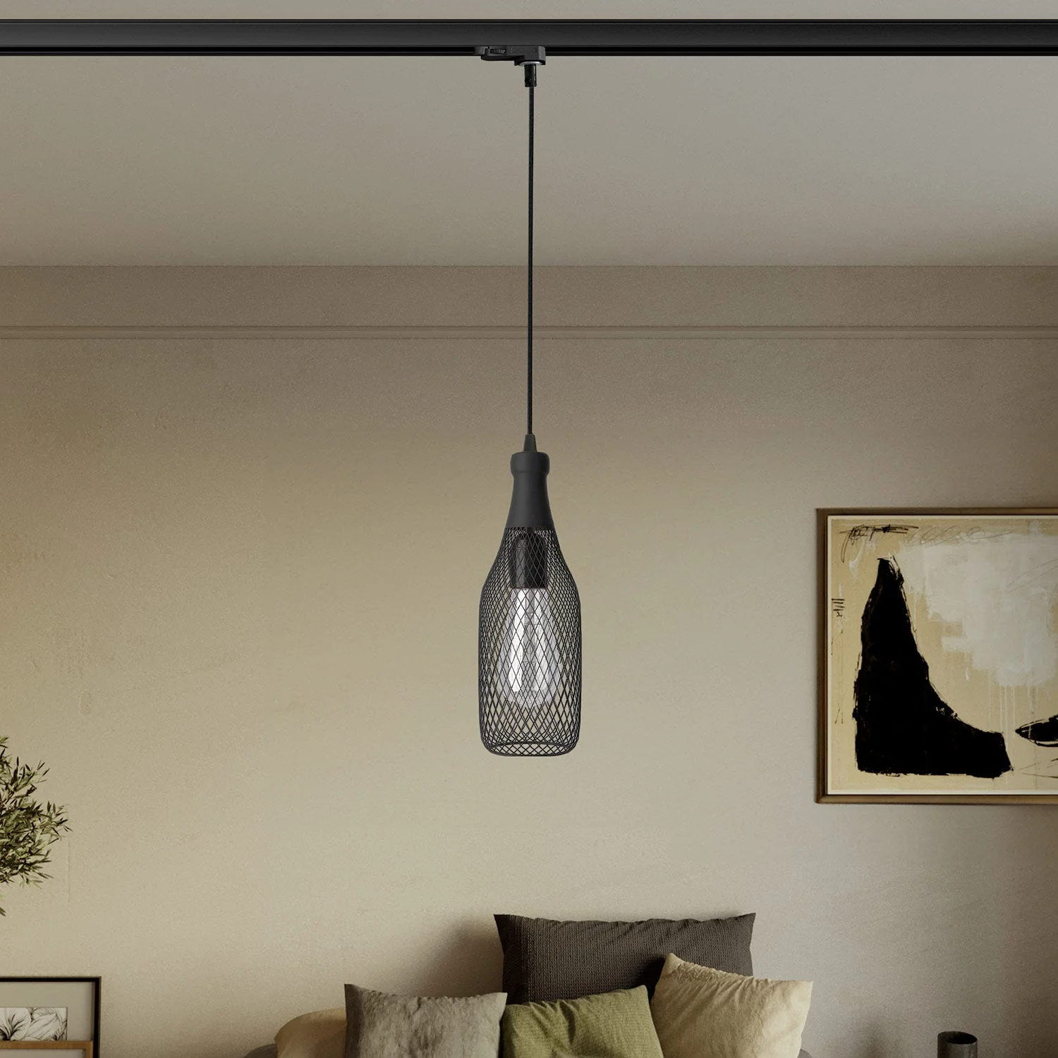 Lampada a sospensione con paralume bottiglia Magnum per binari - Nero - Image 2