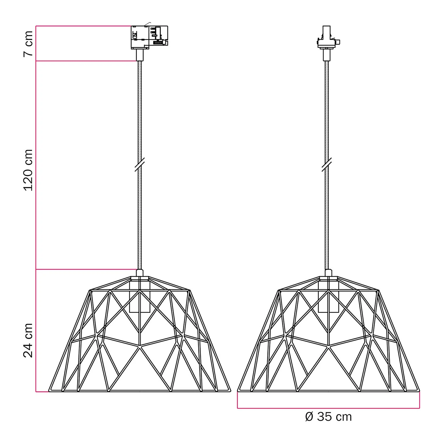Lampada a sospensione con paralume Dome per binari - Bianco - Image 6