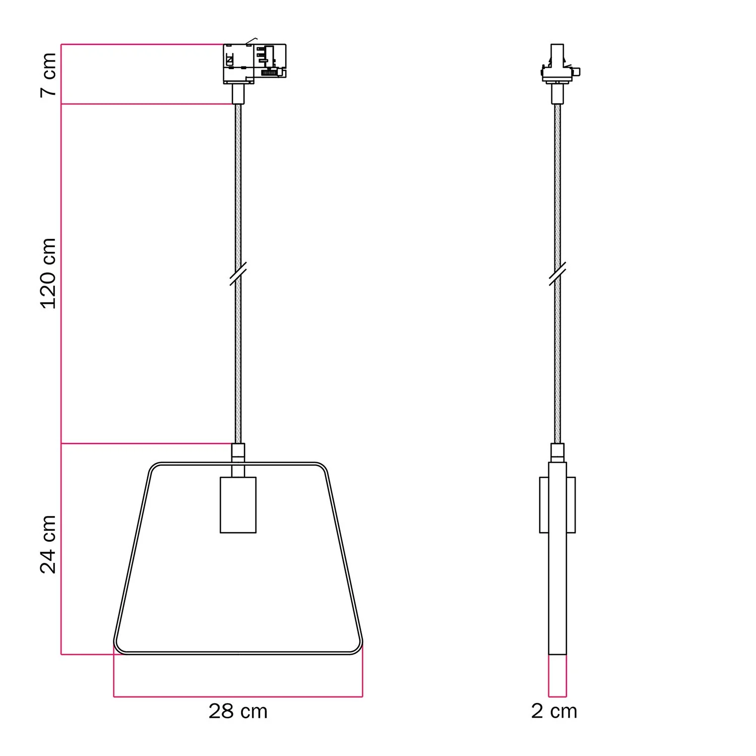 Lampada a sospensione con paralume Duedì Base per binari - Nero - Image 6