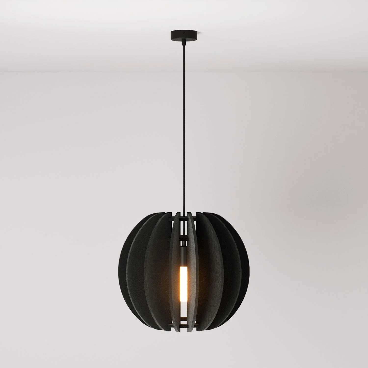 Lampada a sospensione con paralume ellittico LAMPSHHADE in materiale fonoassorbente - Nero melange