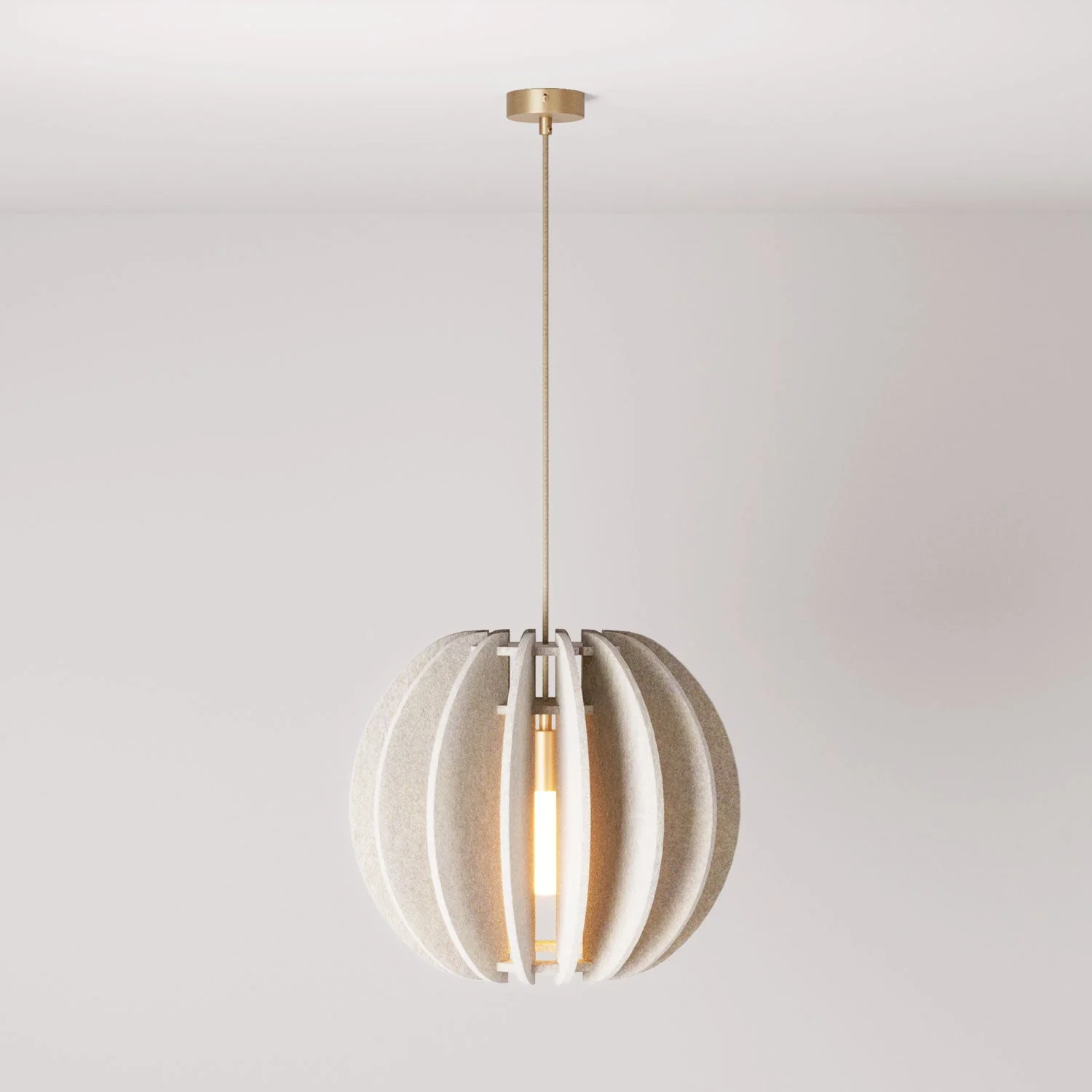 Lampada a sospensione con paralume ellittico LAMPSHHADE in materiale fonoassorbente - Tortora melange