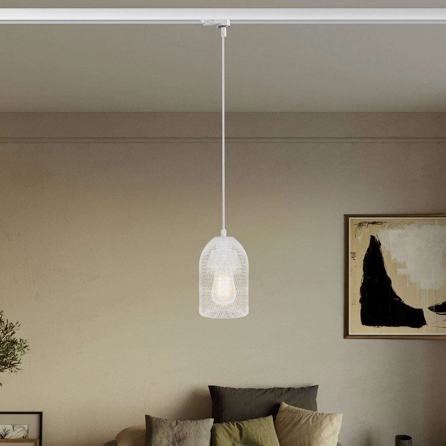 Lampada a sospensione con paralume Ghostbell per binario - Bianco - Image 2