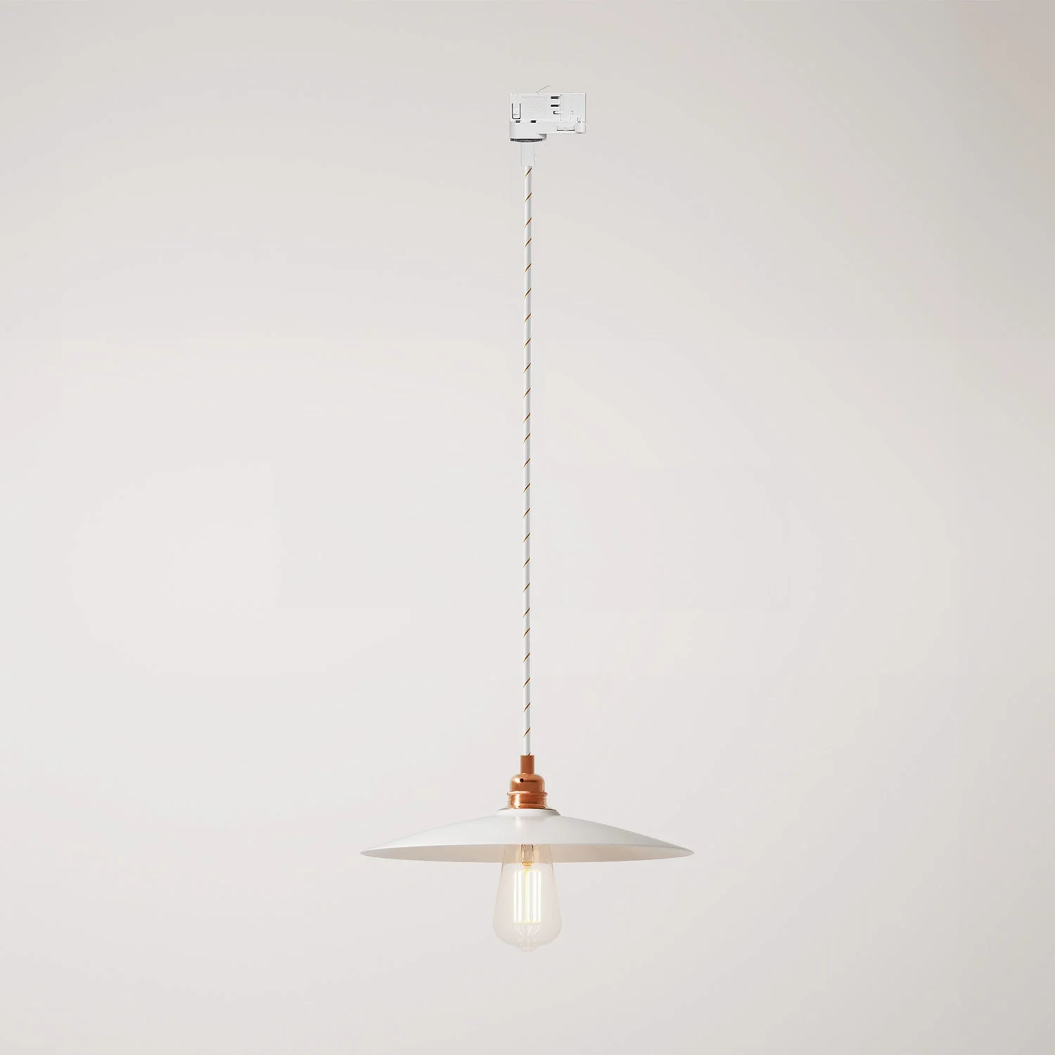 Lampada a sospensione con paralume in ceramica Piatto per binari - Bianco lucido
