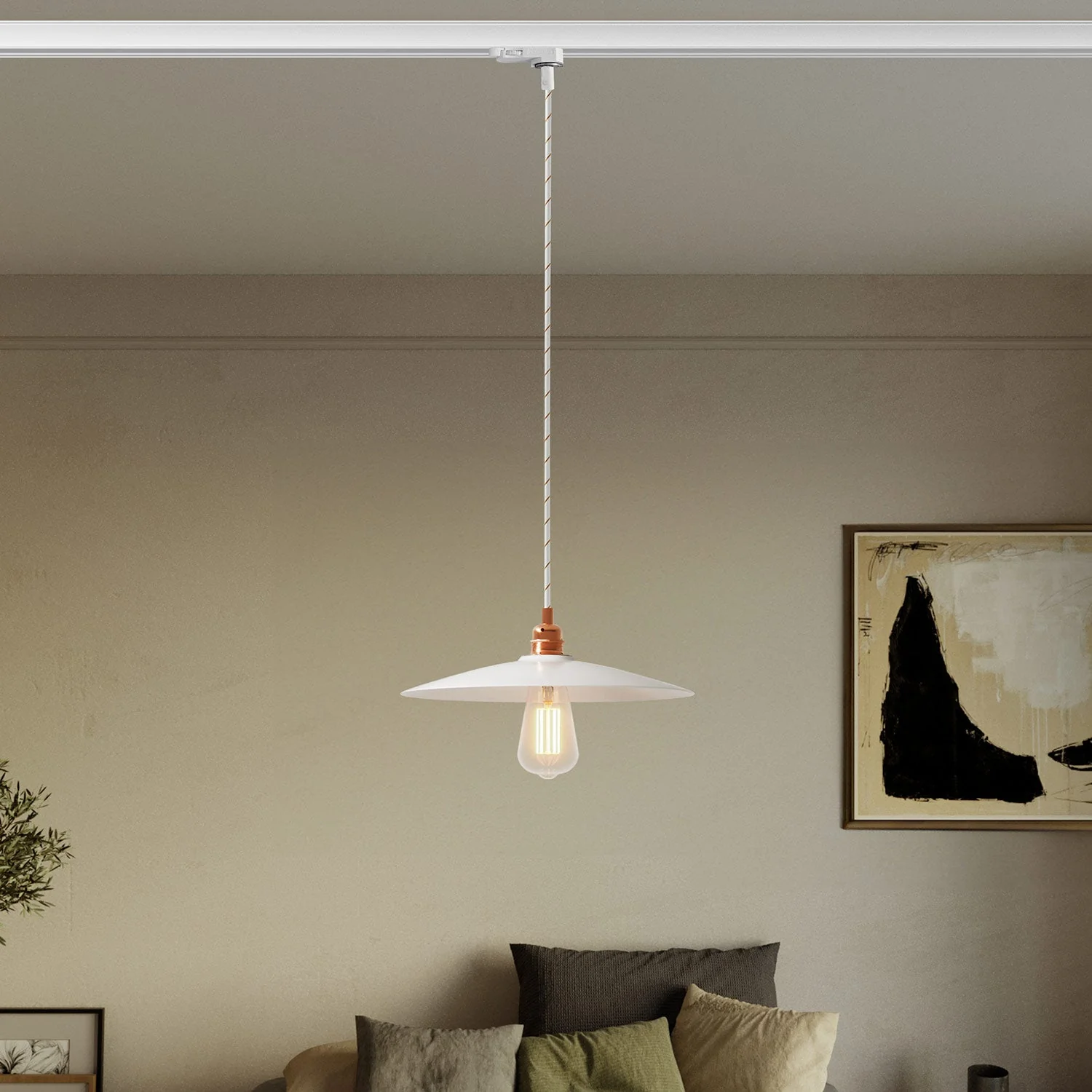 Lampada a sospensione con paralume in ceramica Piatto per binari - Bianco lucido - Image 2