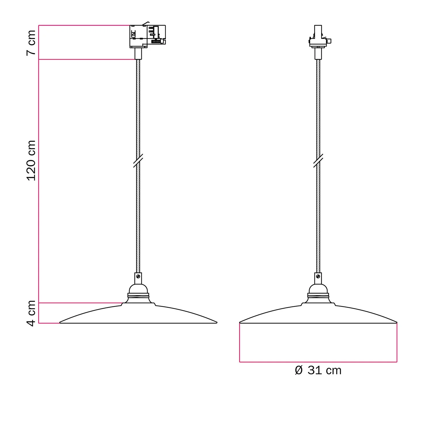 Lampada a sospensione con paralume in ceramica Piatto per binari - Bianco lucido - Image 6
