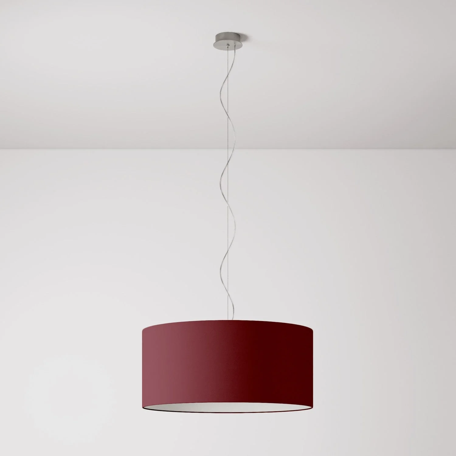 Lampada a sospensione con paralume in tessuto Cilindro Large - Made in Italy - Arenal Bordeaux