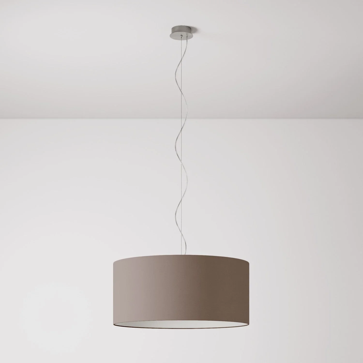 Lampada a sospensione con paralume in tessuto Cilindro Large - Made in Italy - Arenal Cenere