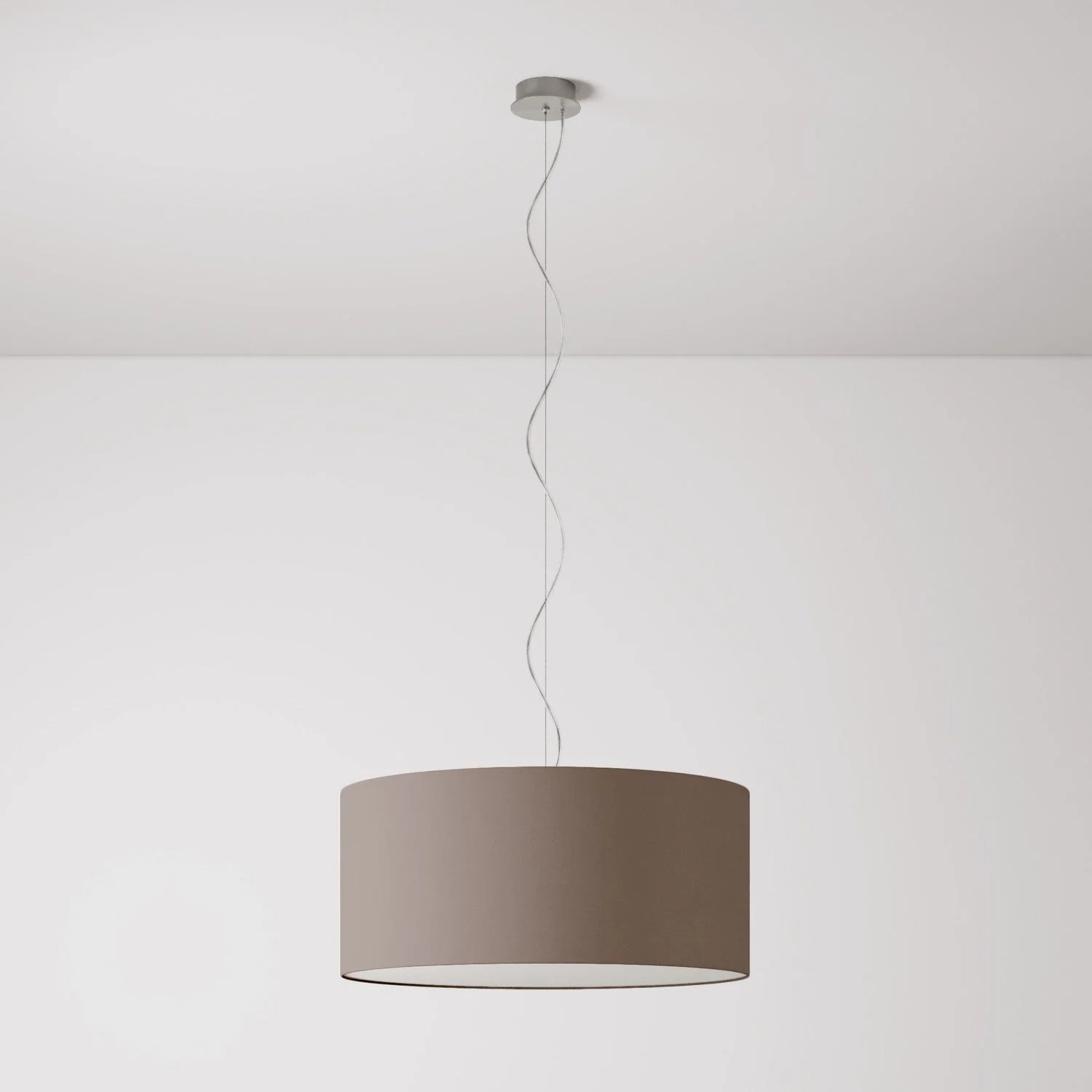 Lampada a sospensione con paralume in tessuto Cilindro Large - Made in Italy - Arenal Cenere - Image 7