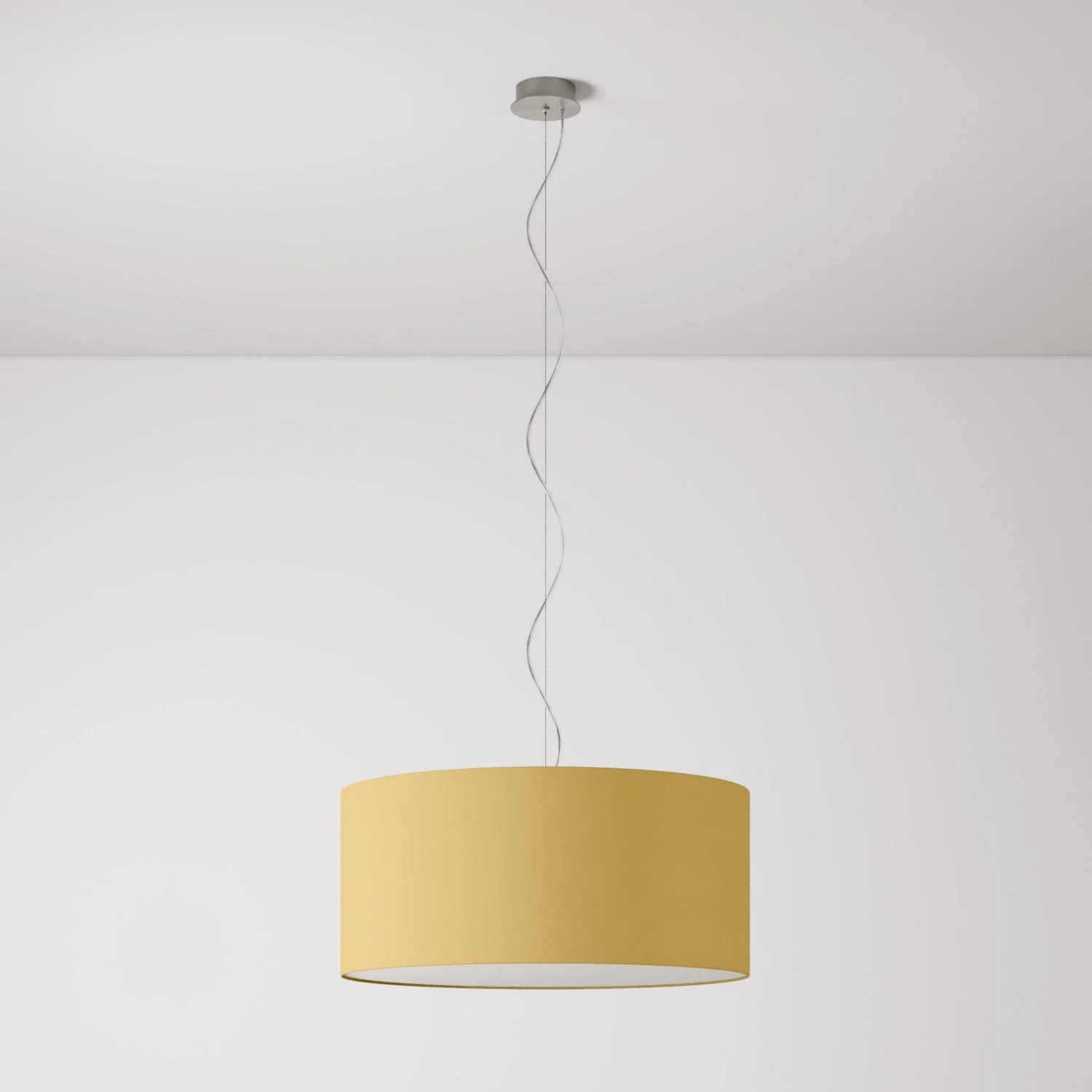 Lampada a sospensione con paralume in tessuto Cilindro Large - Made in Italy - Arenal Oro - Image 7