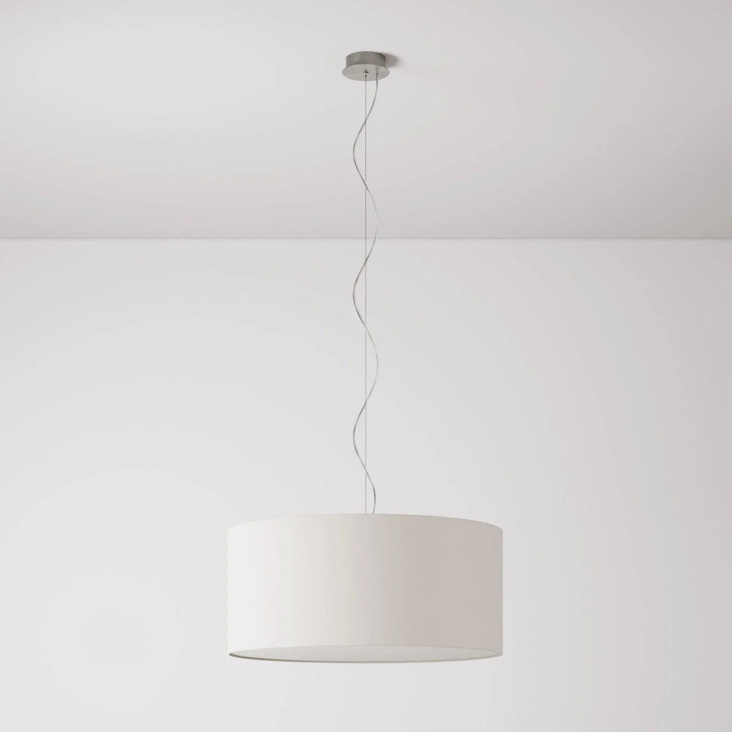 Lampada a sospensione con paralume in tessuto Cilindro Large - Made in Italy - Arenal Sabbia - Image 7