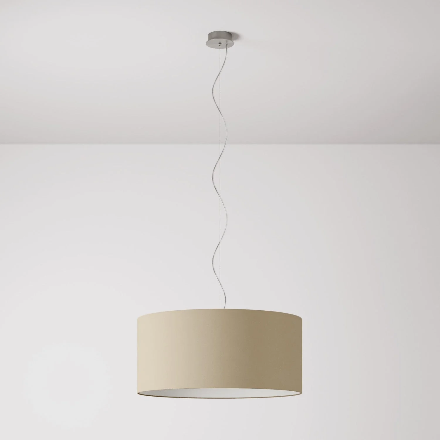 Lampada a sospensione con paralume in tessuto Cilindro Large - Made in Italy - Arenal Tortora