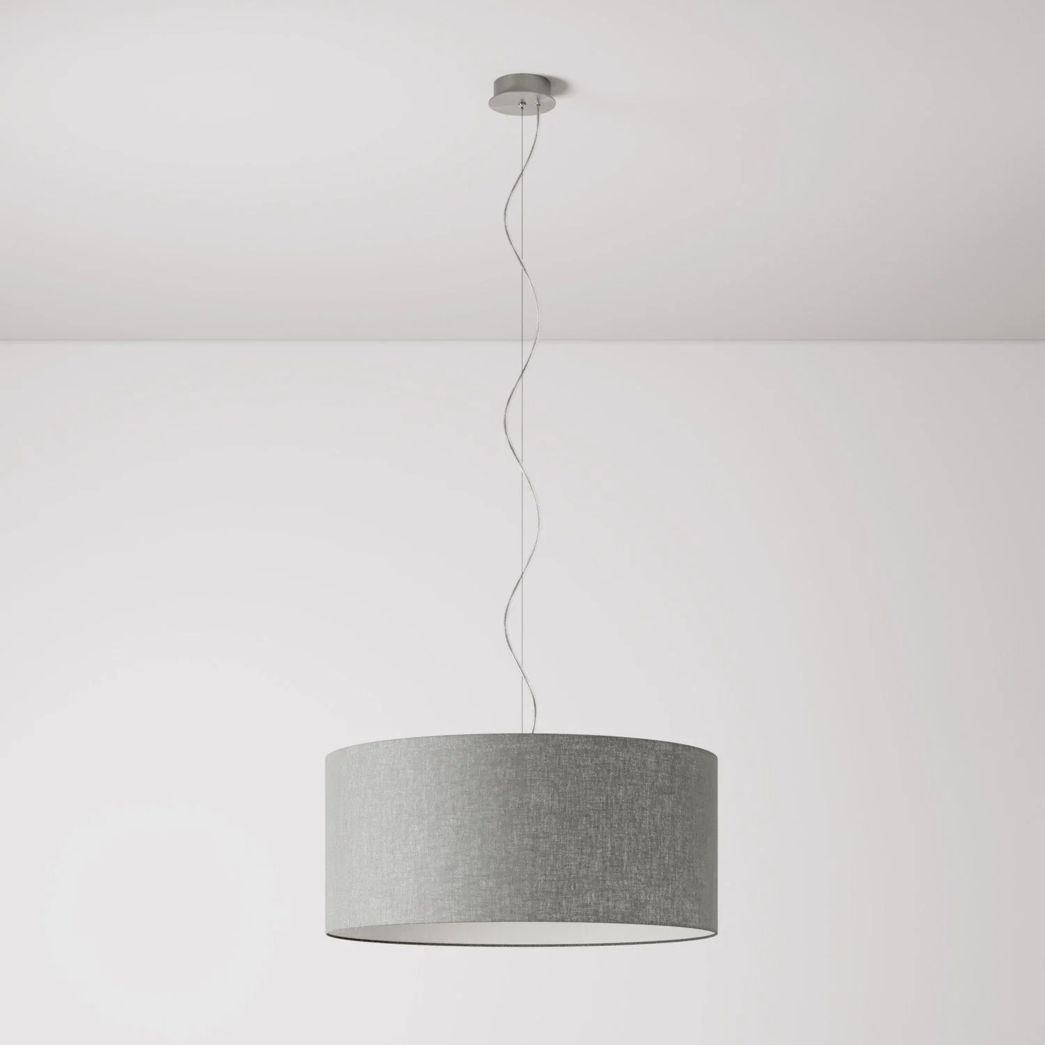 Lampada a sospensione con paralume in tessuto Cilindro Large - Made in Italy - Camelot Grigio