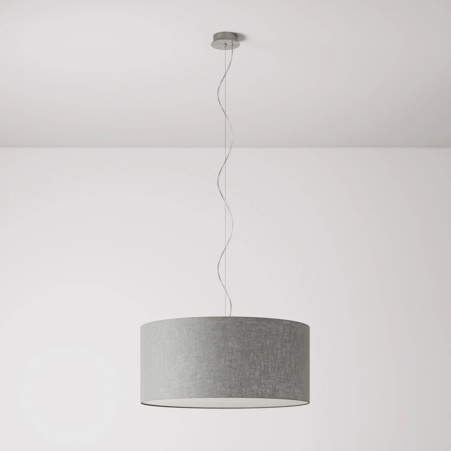 Lampada a sospensione con paralume in tessuto Cilindro Large - Made in Italy - Camelot Grigio - Image 7