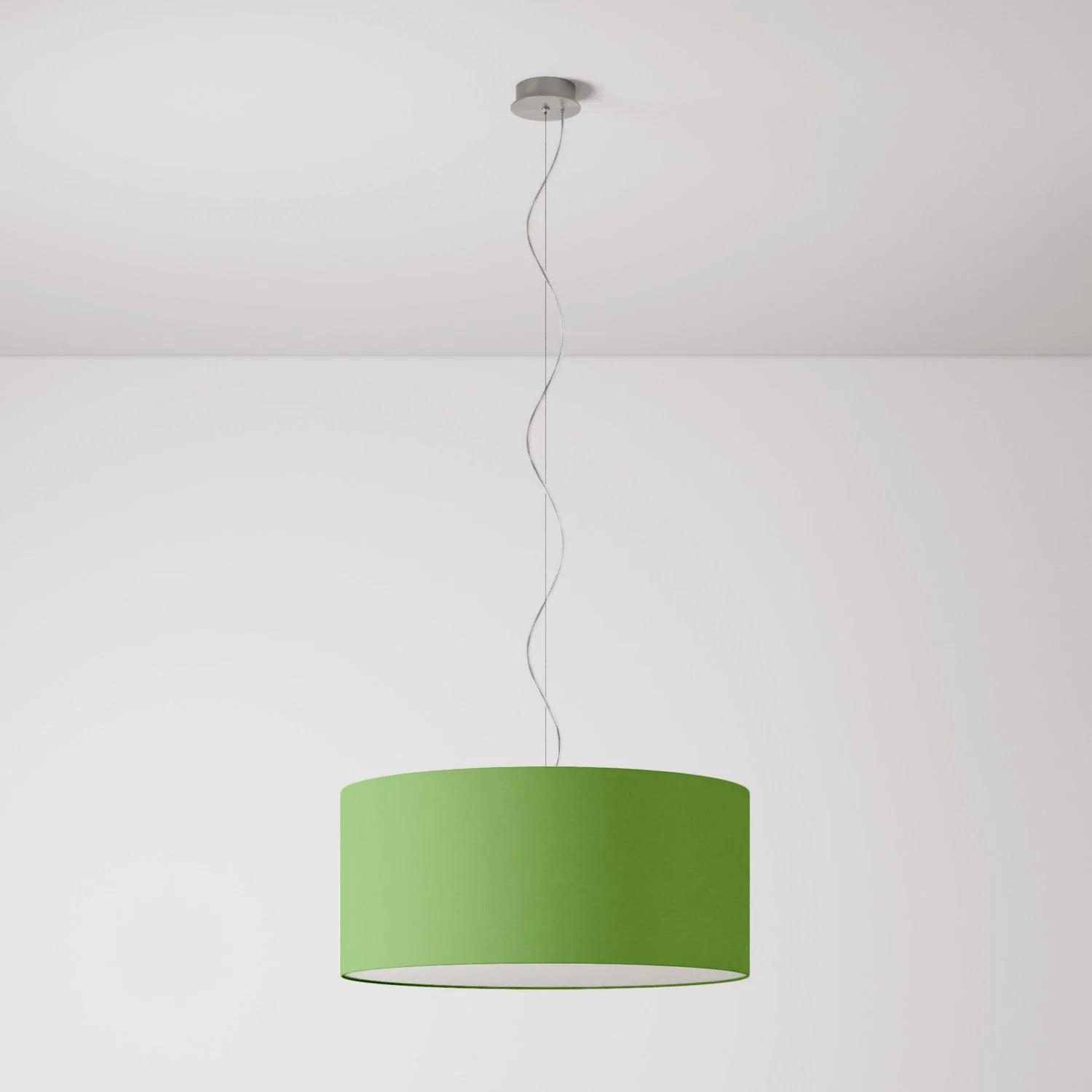 Lampada a sospensione con paralume in tessuto Cilindro Large - Made in Italy - Cinette Verde Pistacchio - Image 7