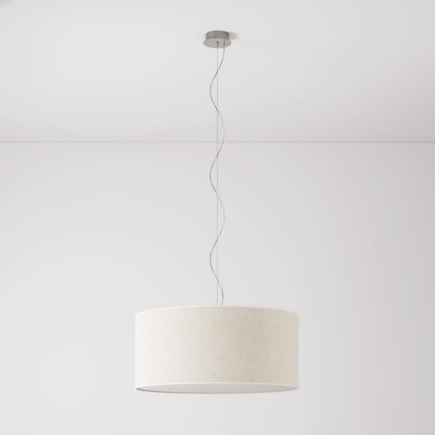 Lampada a sospensione con paralume in tessuto Cilindro Large - Made in Italy - Juta Chiara - Image 7