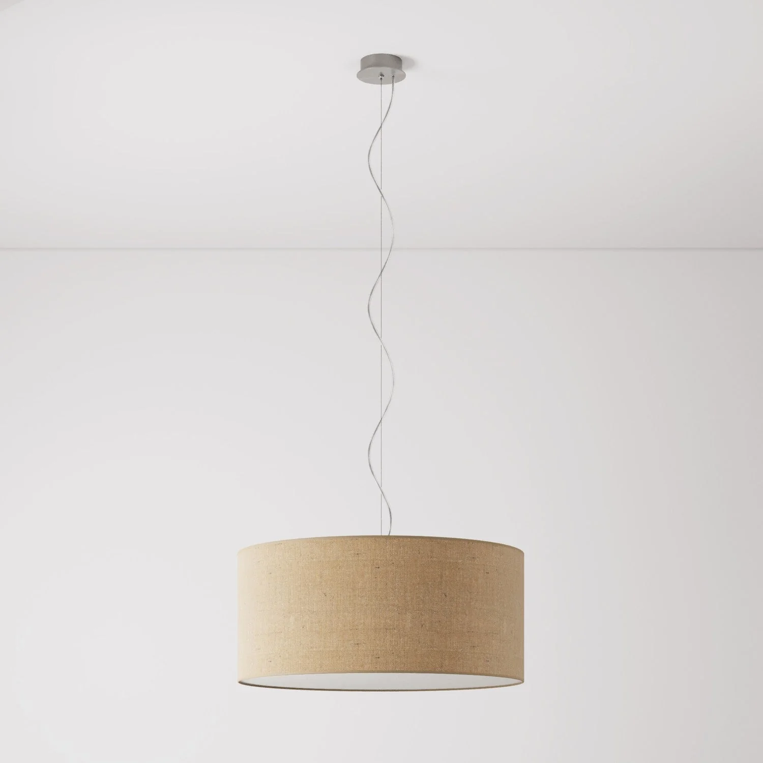 Lampada a sospensione con paralume in tessuto Cilindro Large - Made in Italy - Juta Naturale