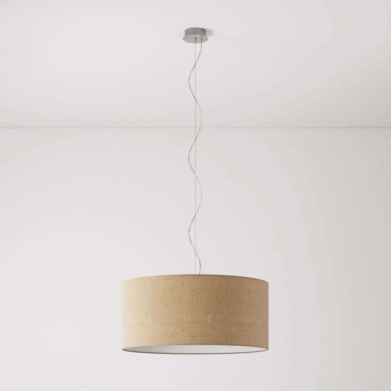Lampada a sospensione con paralume in tessuto Cilindro Large - Made in Italy - Juta Naturale - Image 7