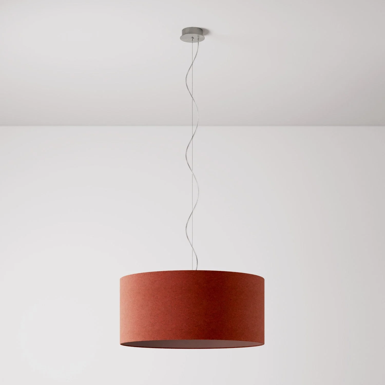 Lampada a sospensione con paralume in tessuto Cilindro Large - Made in Italy - Lana Aragosta