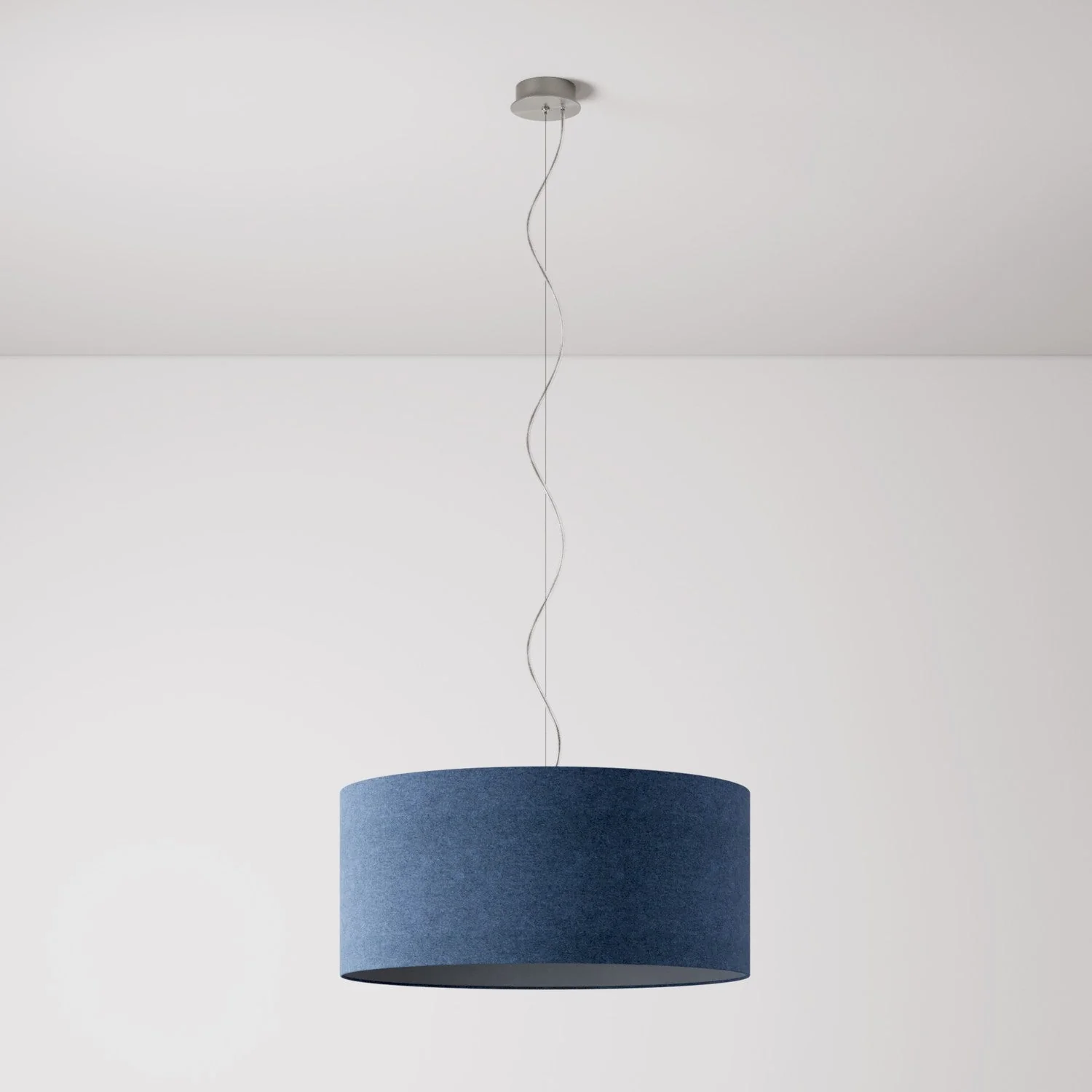 Lampada a sospensione con paralume in tessuto Cilindro Large - Made in Italy - Lana Blu