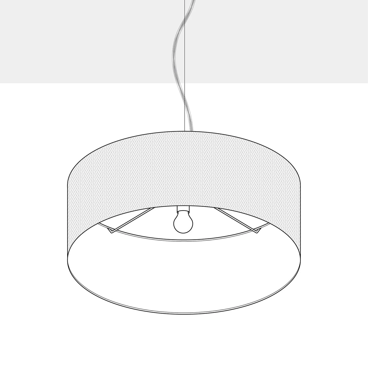 Lampada a sospensione con paralume in tessuto Cilindro Large - Made in Italy - Lana Sabbia - Image 4