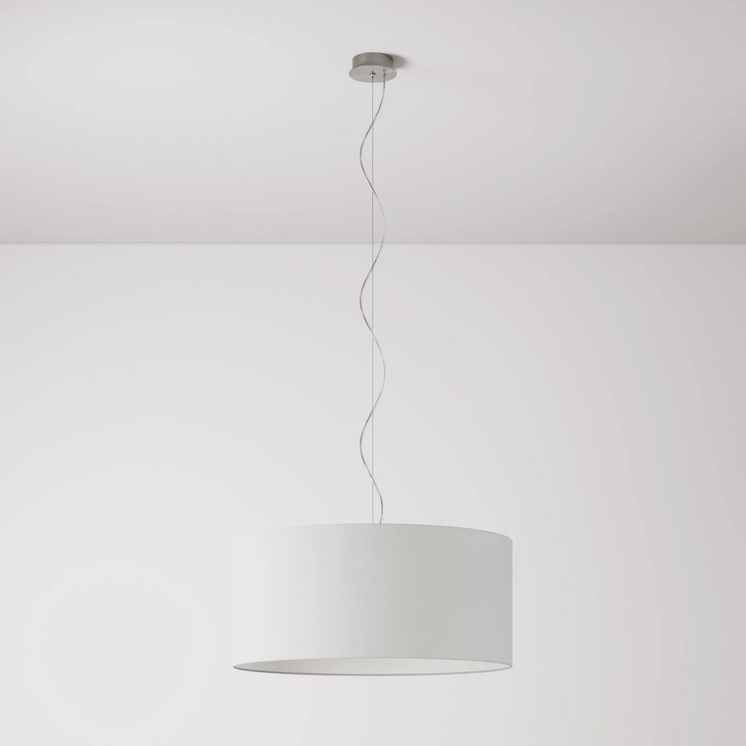 Lampada a sospensione con paralume in tessuto Cilindro Large - Made in Italy - Lino Crudo