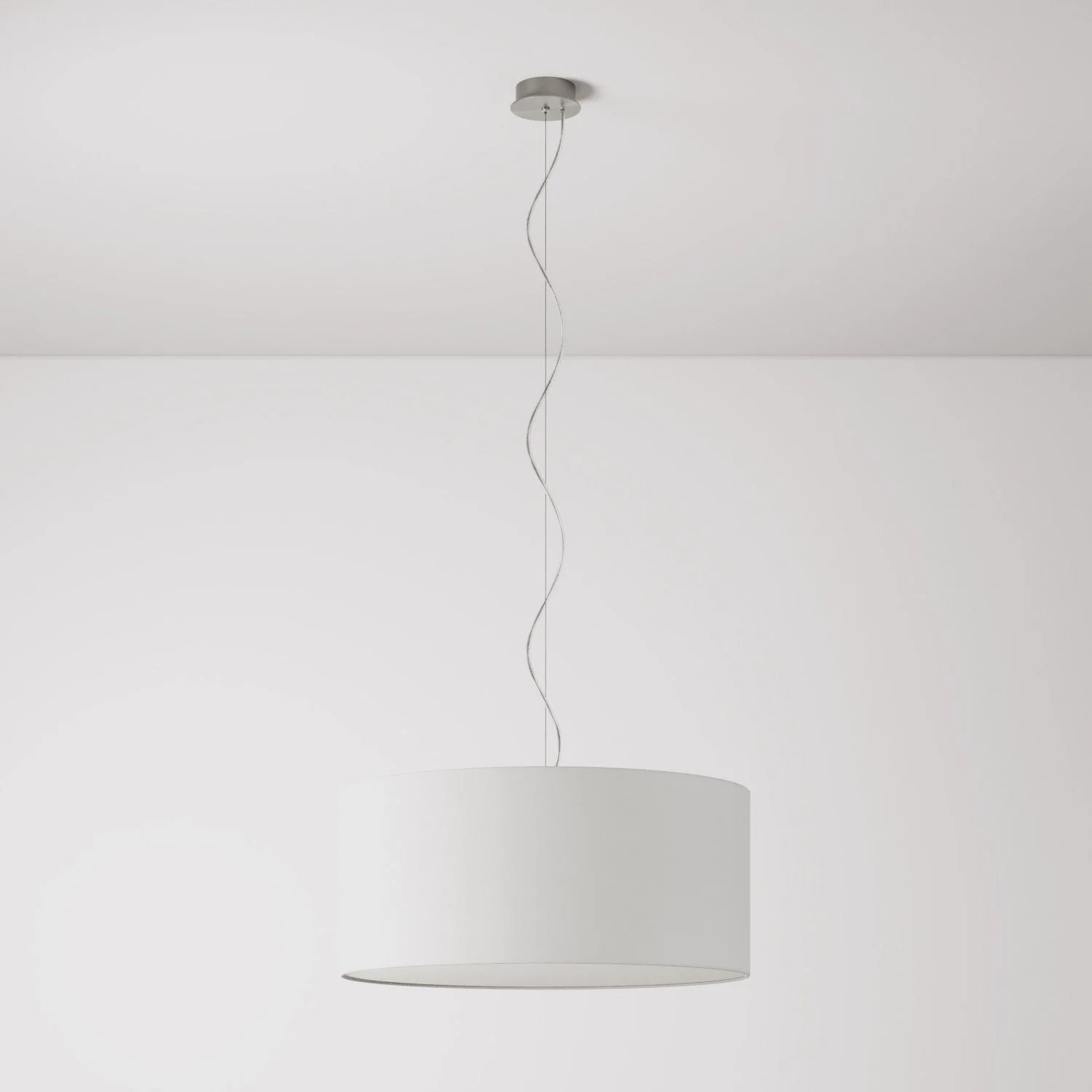 Lampada a sospensione con paralume in tessuto Cilindro Large - Made in Italy - Lino Crudo - Image 7