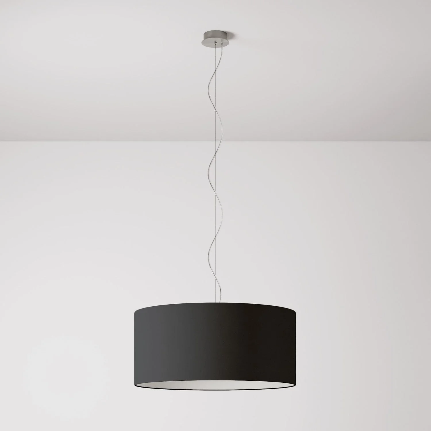 Lampada a sospensione con paralume in tessuto Cilindro Large - Made in Italy - Teletta Antracite