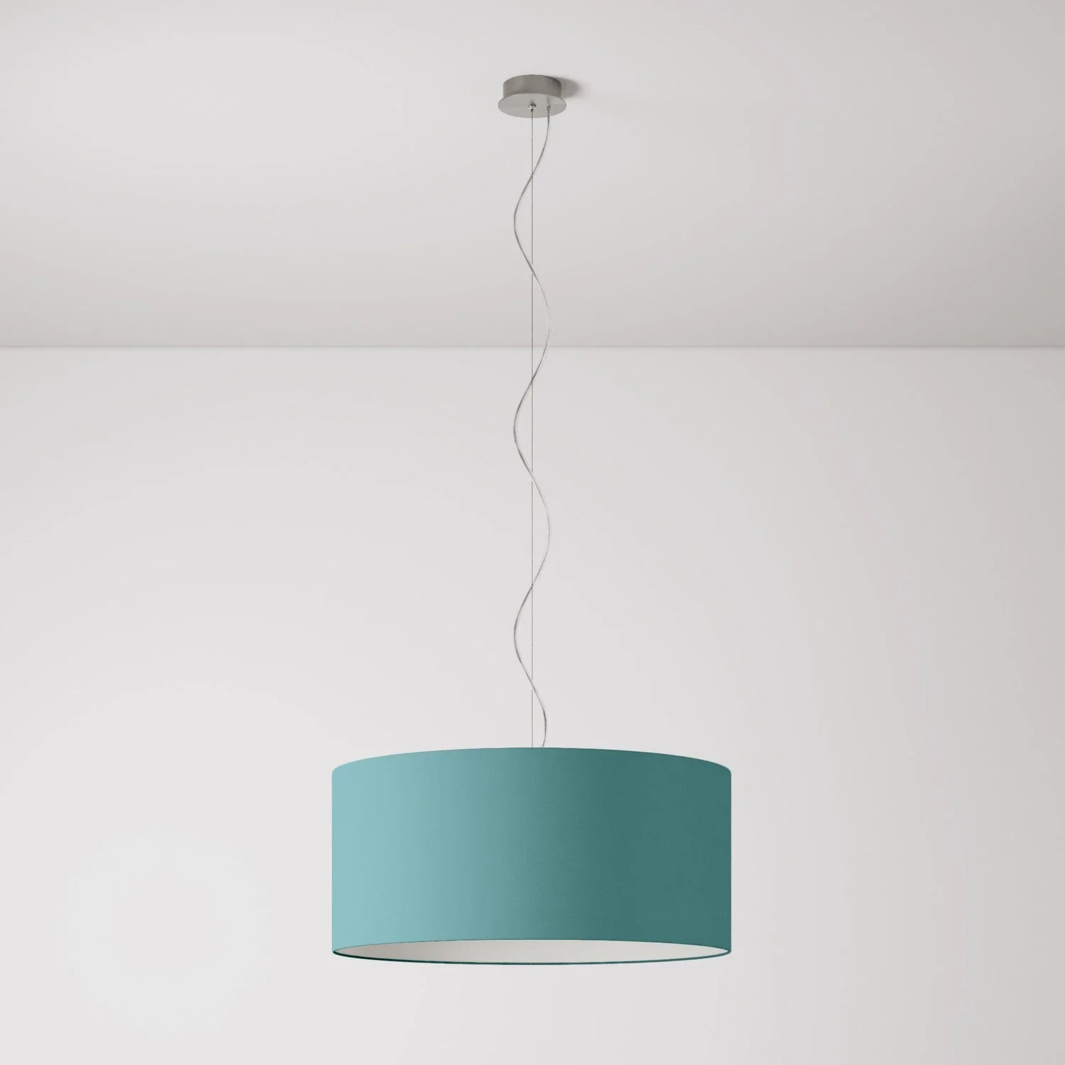 Lampada a sospensione con paralume in tessuto Cilindro Large - Made in Italy - Teletta Verde Dubbio