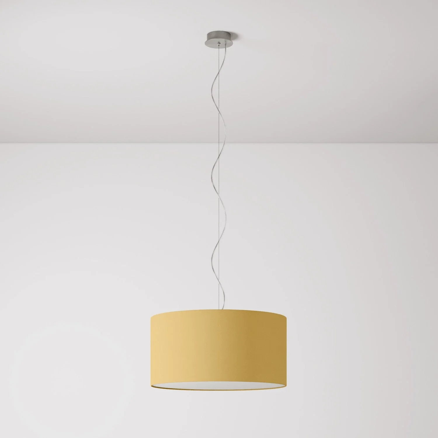 Lampada a sospensione con paralume in tessuto Cilindro Medium Arenal oro - Made in Italy - Image 7