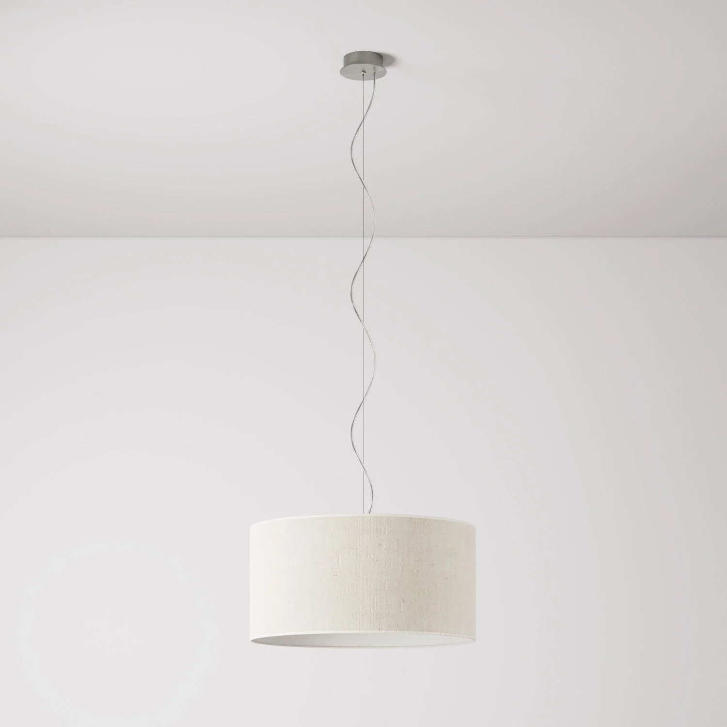 Lampada a sospensione con paralume in tessuto Cilindro Medium Juta chiara - Made in Italy