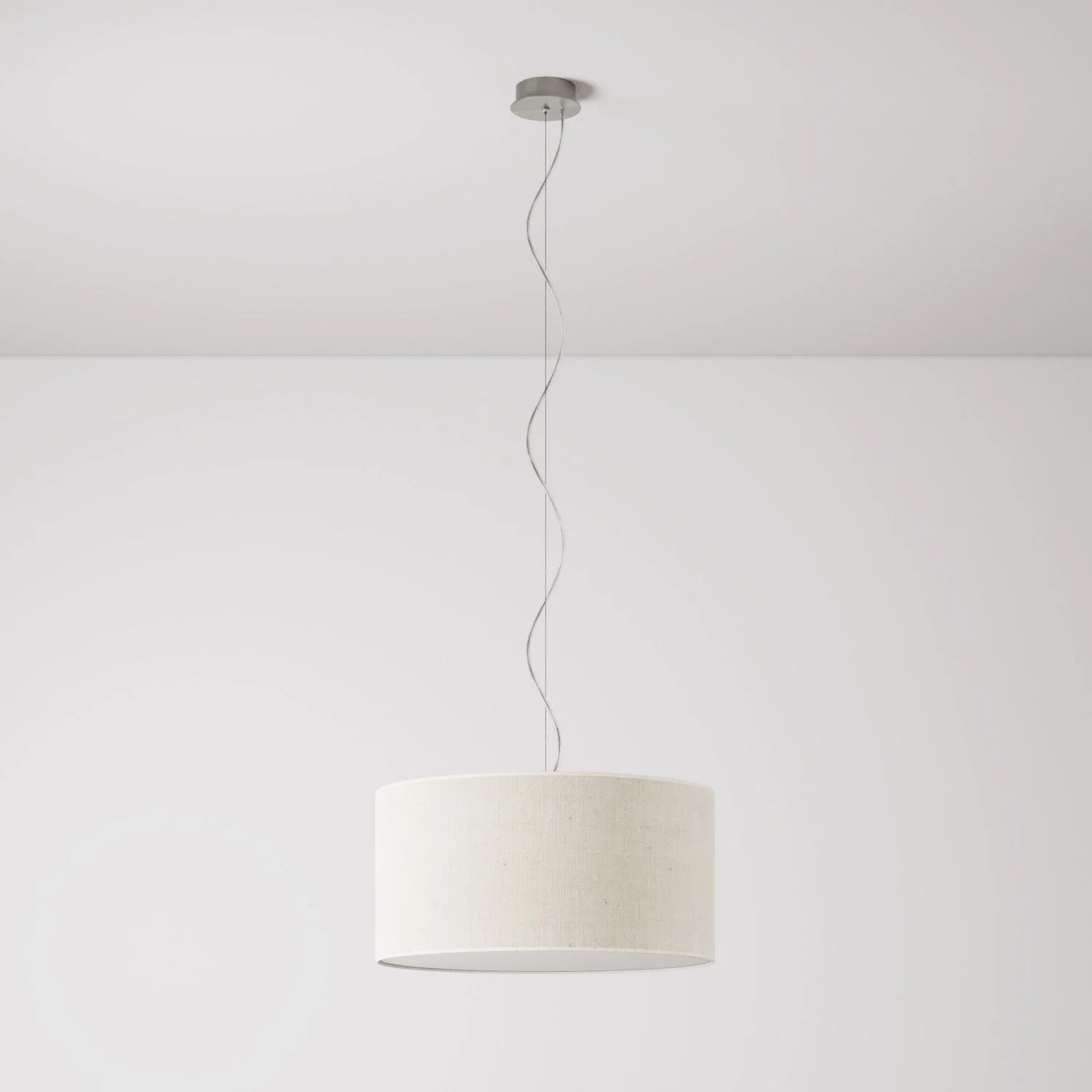 Lampada a sospensione con paralume in tessuto Cilindro Medium Juta chiara - Made in Italy - Image 7