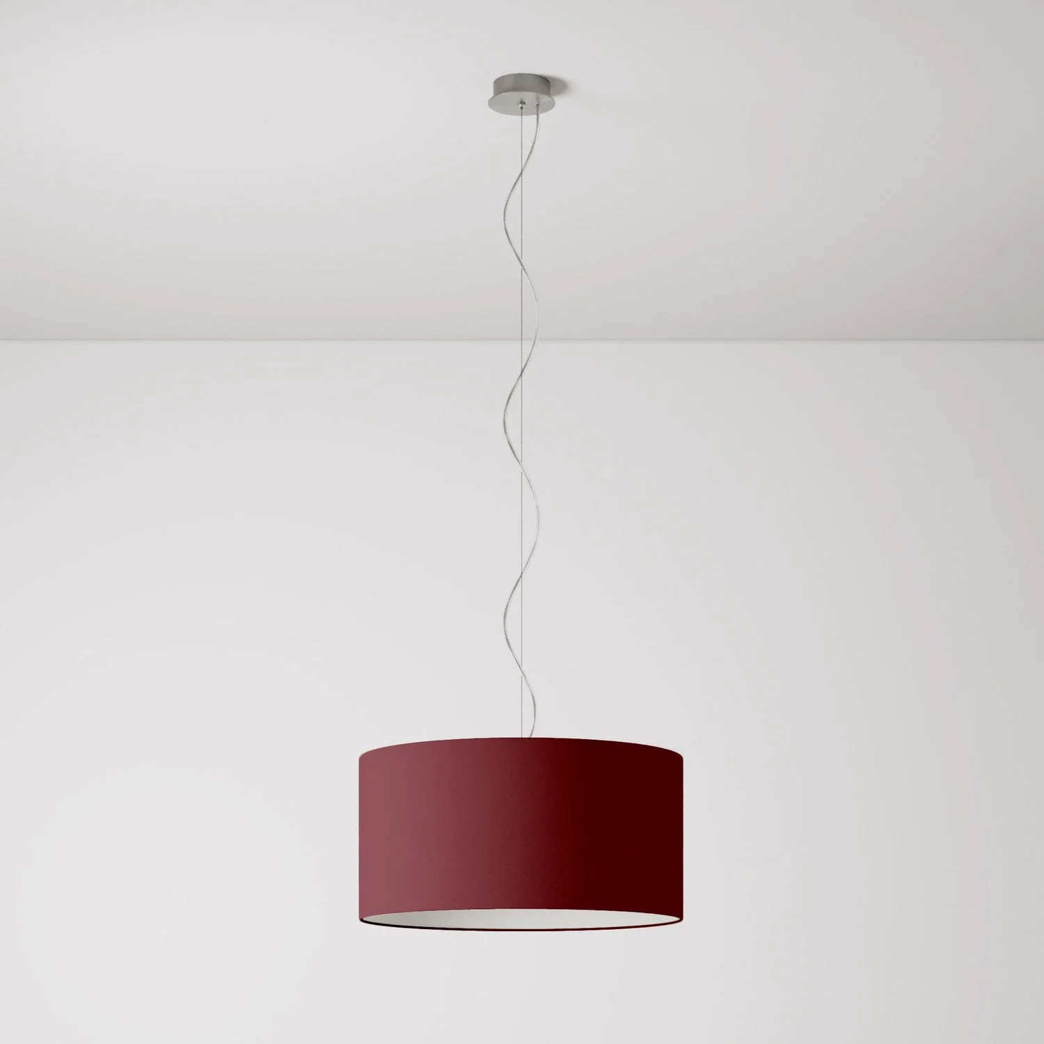 Lampada a sospensione con paralume in tessuto Cilindro Medium - Made in Italy - Arenal Bordeaux