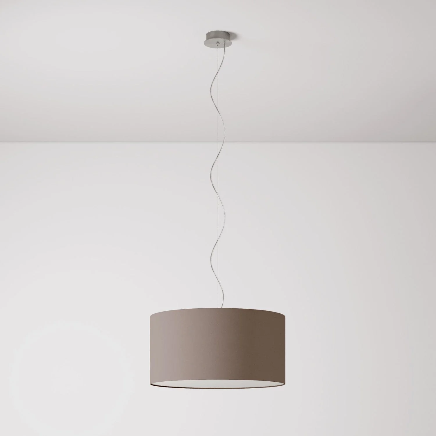 Lampada a sospensione con paralume in tessuto Cilindro Medium - Made in Italy - Arenal Cenere - Image 7