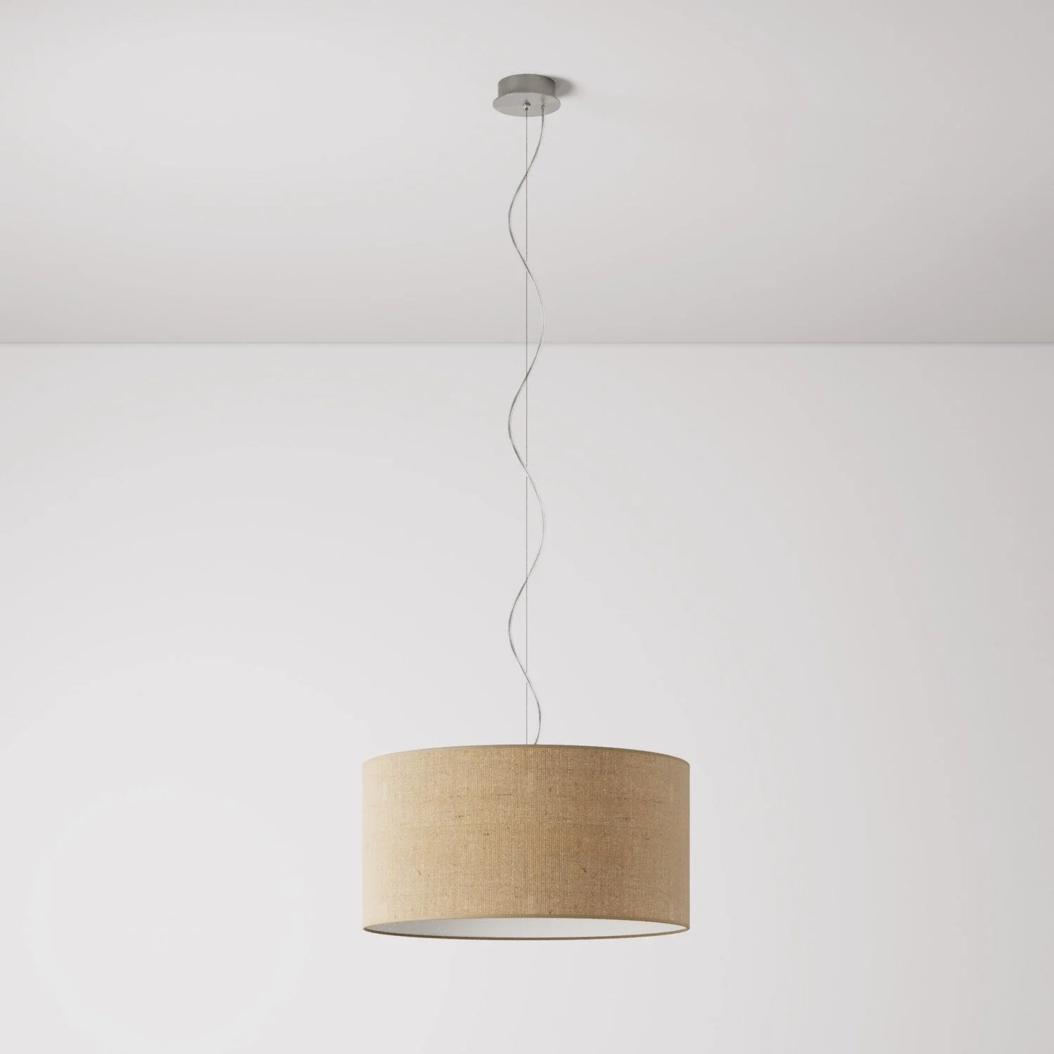 Lampada a sospensione con paralume in tessuto Cilindro Medium - Made in Italy - Juta Naturale