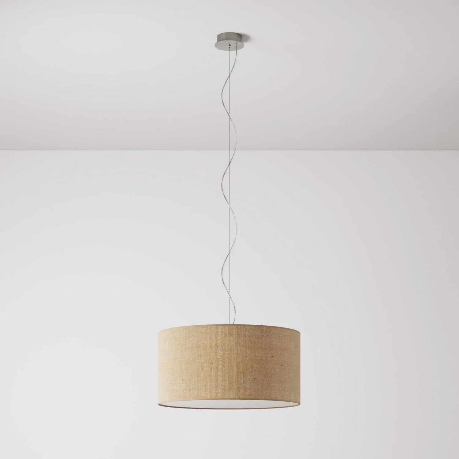 Lampada a sospensione con paralume in tessuto Cilindro Medium - Made in Italy - Juta Naturale - Image 7